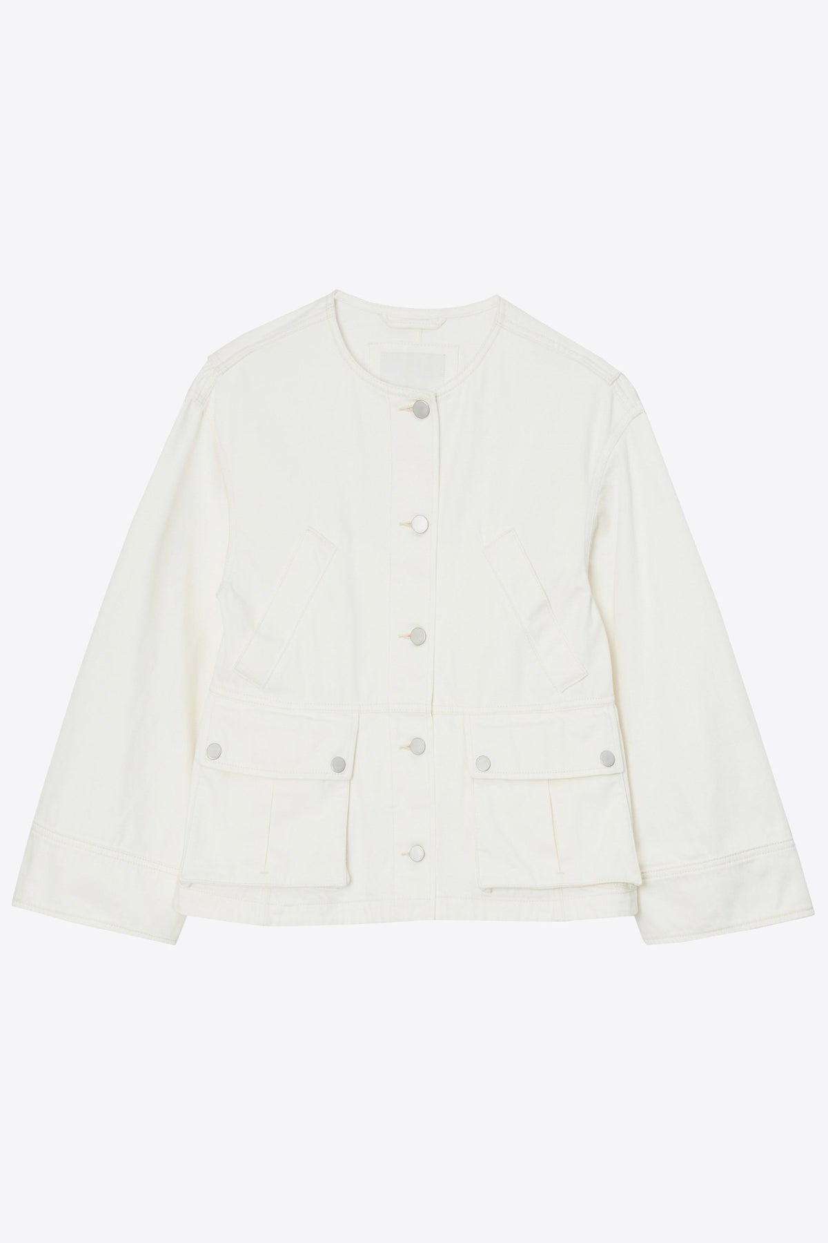 Collarless Trapeze Denim Jacket Tofu