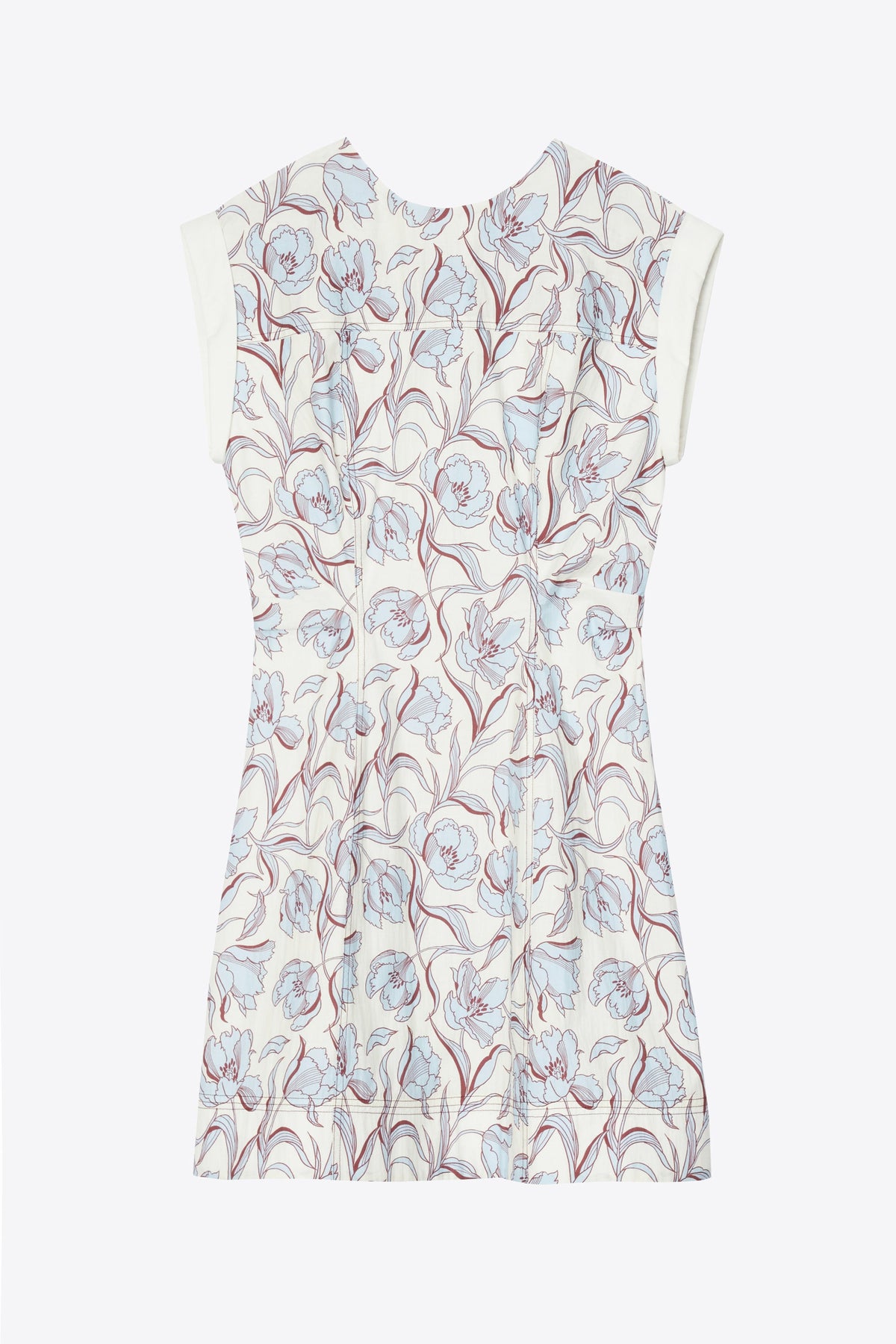 Short Sleeve Floral Mini Dress Sky Blue Multi