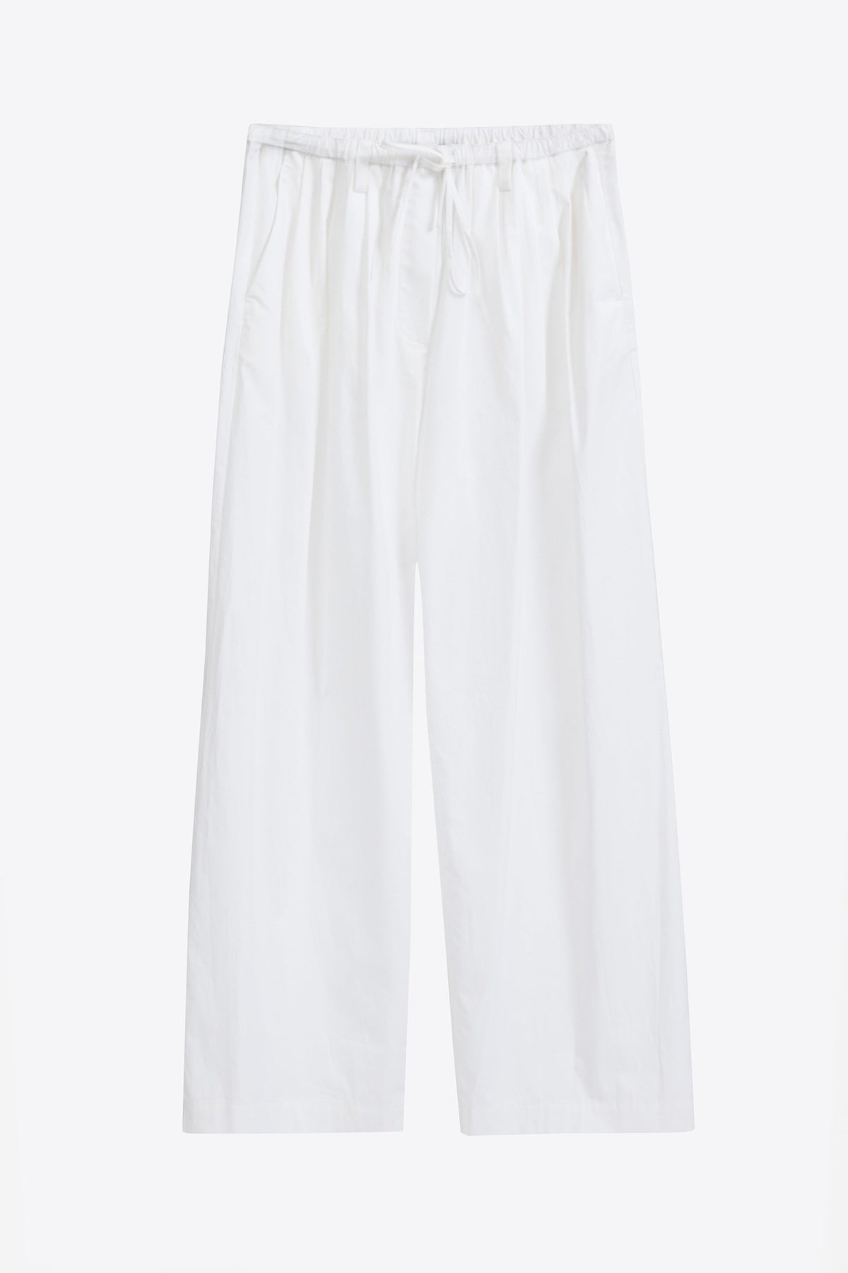 Structured Cotton Pull On Straight Leg Pants White