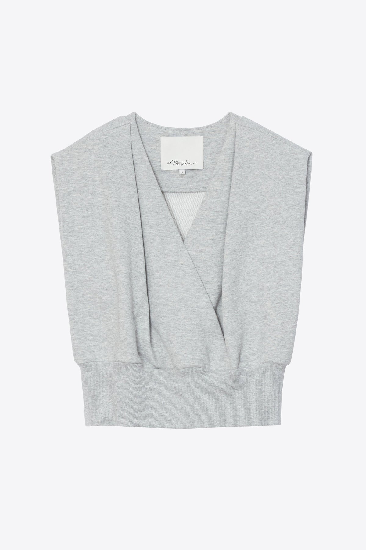 Draped Sleeveless French Terry Top Lt Grey Melange