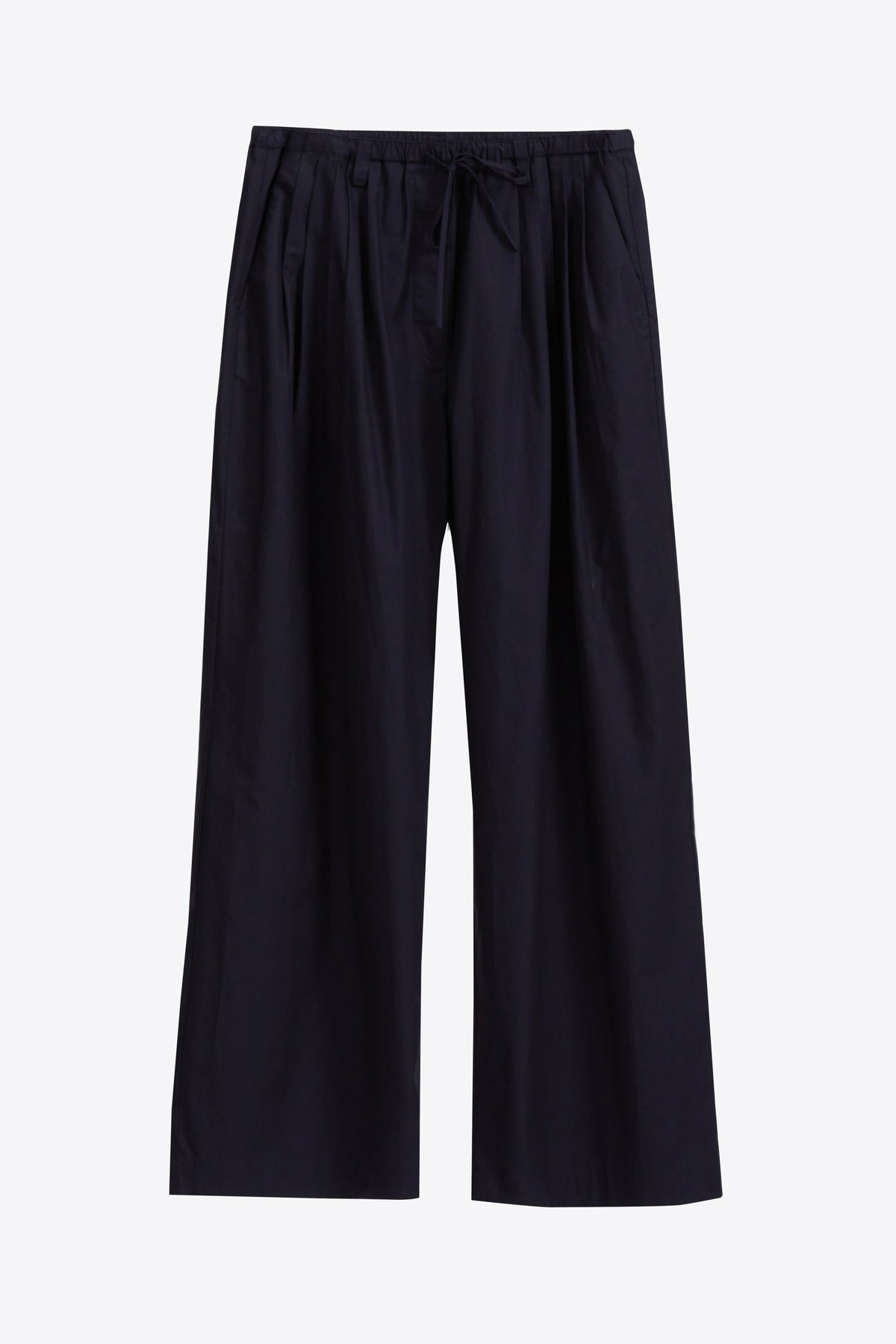 Structured Cotton Pull On Straight Leg Pants Midnight