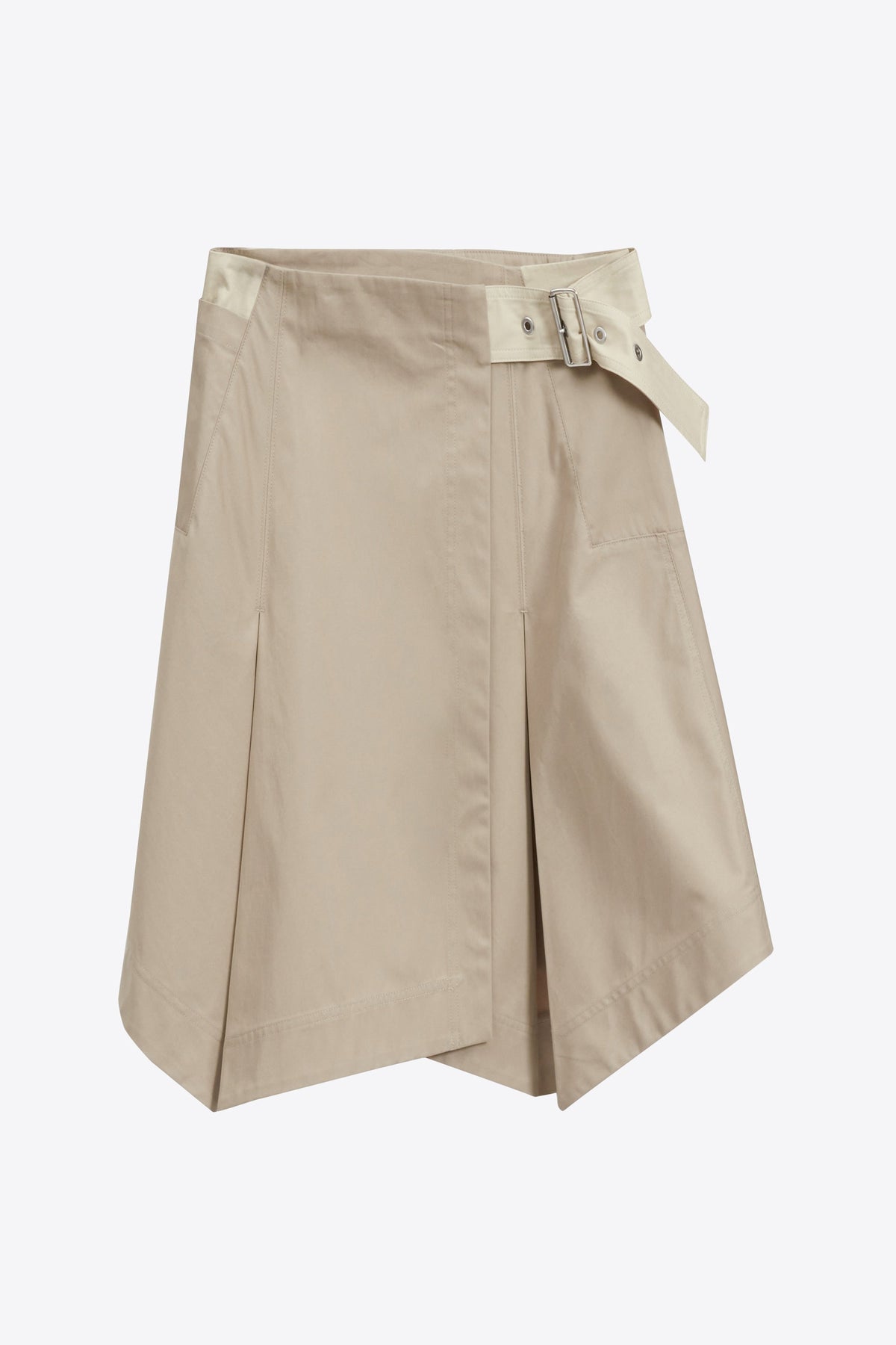 Two-Toned Handkerchief Wrap Skirt Khaki-Birch