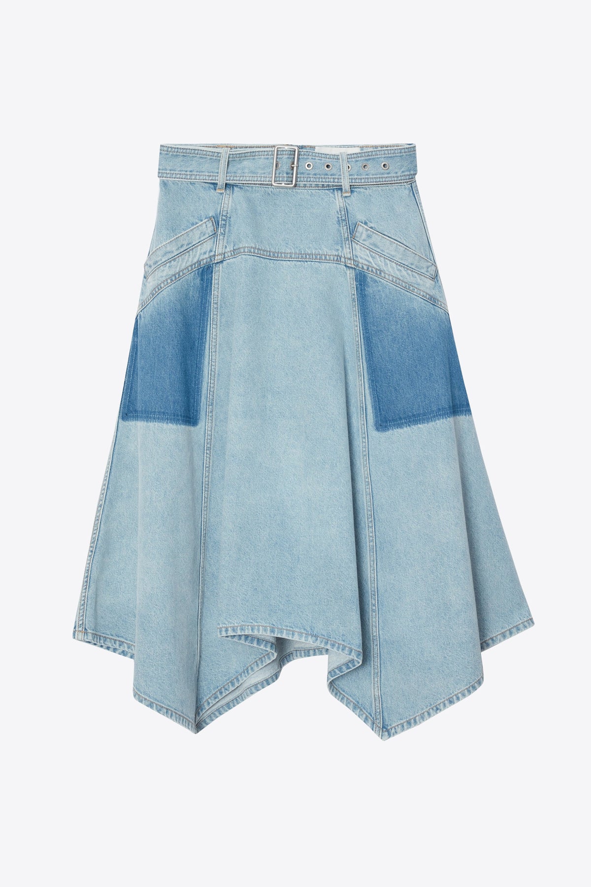 Ghost Patch Handkerchief Midi Skirt Light Blue