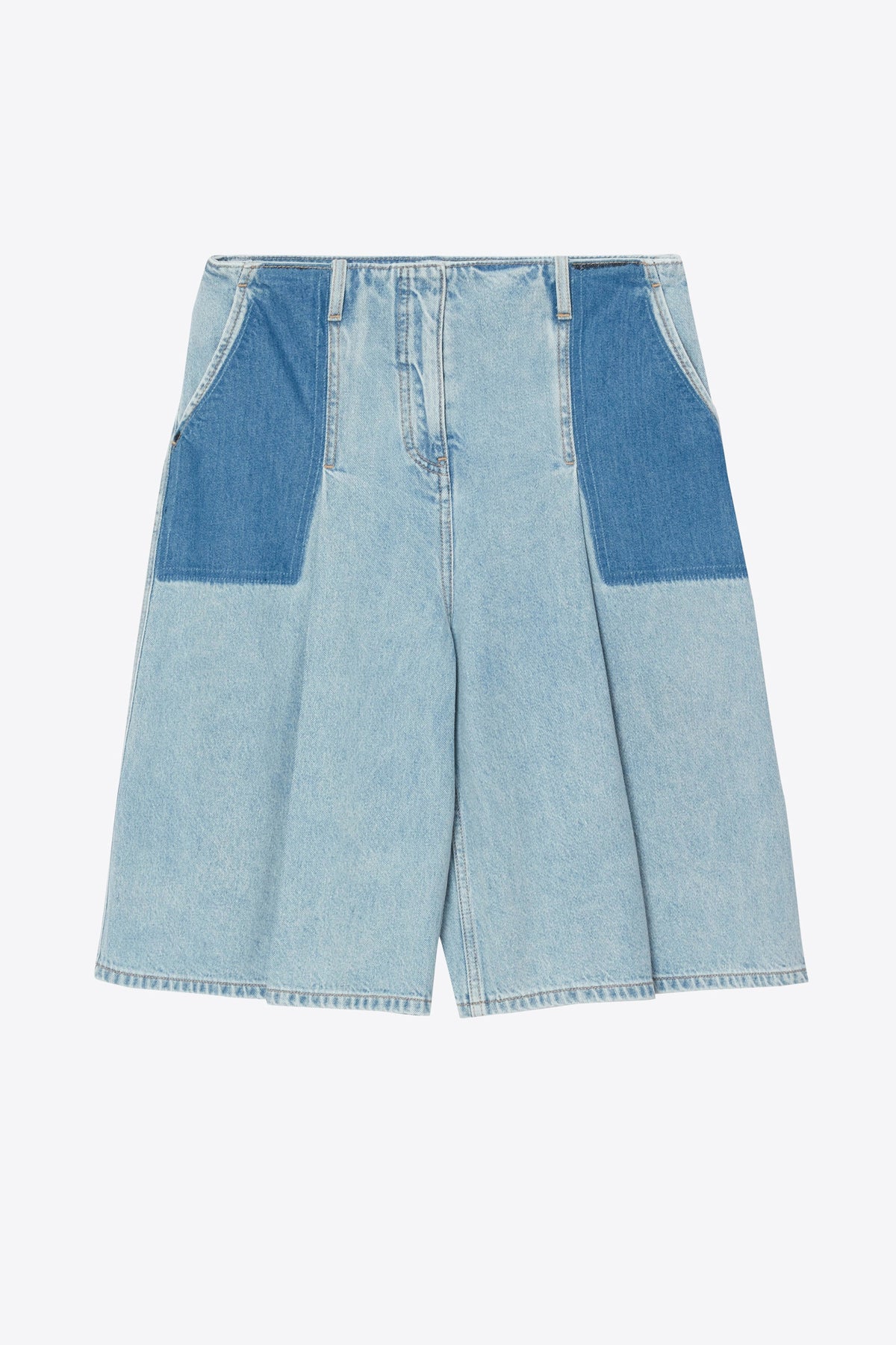 Ghost Patch Lightweight Denim Bermuda Shorts Light Blue
