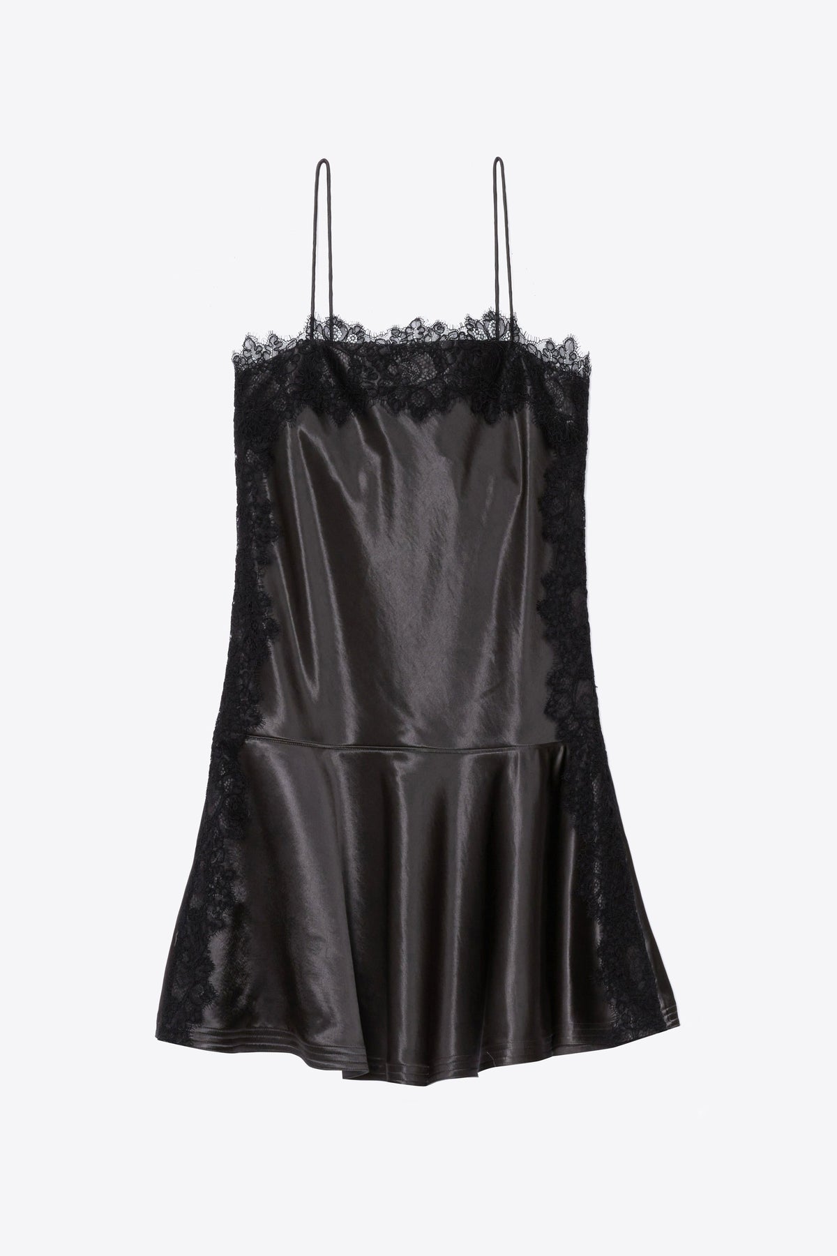 Cami Mini Dress with Lace Trim Slate