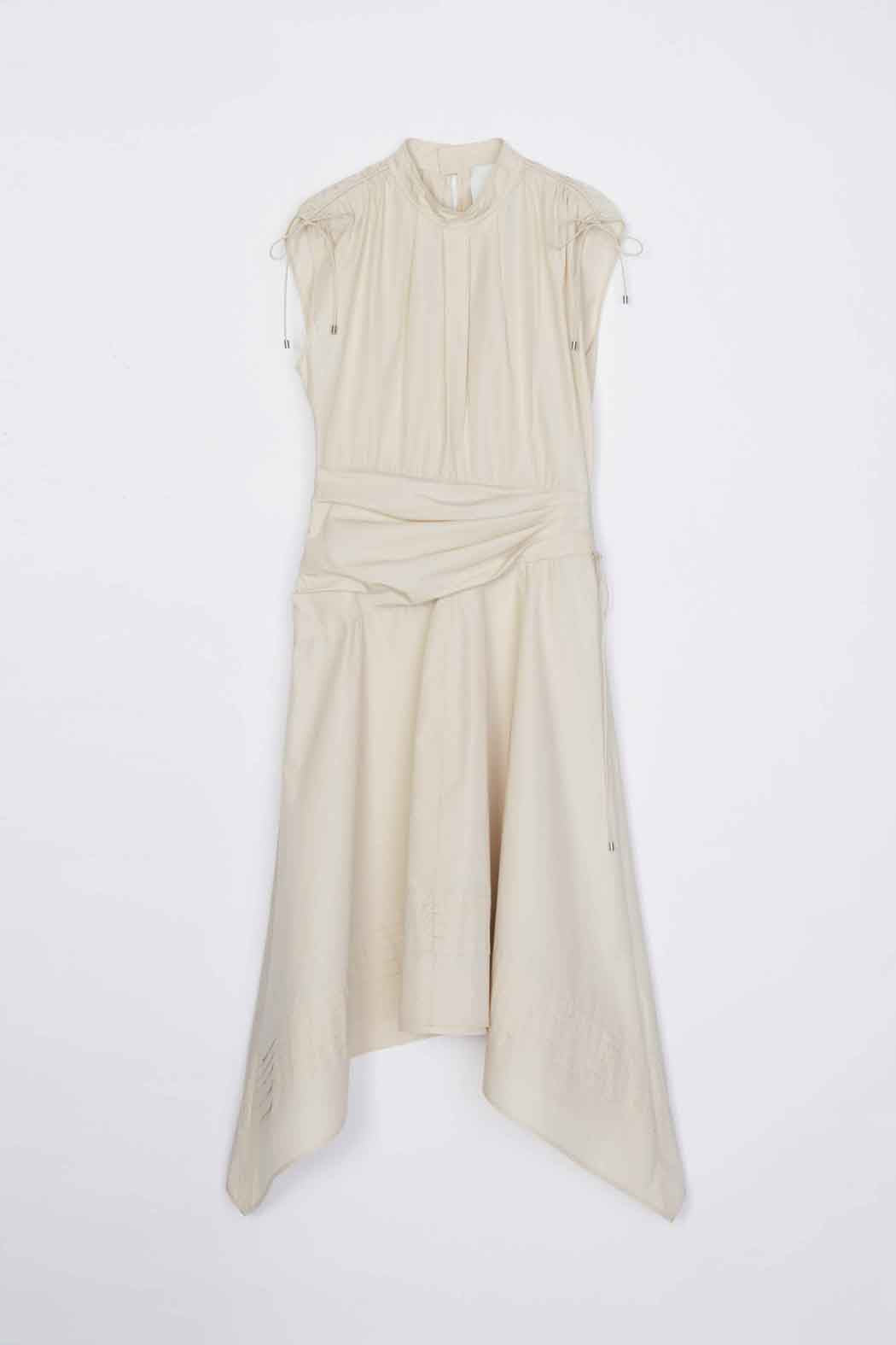 Ruched Handkerchief Dress Stone