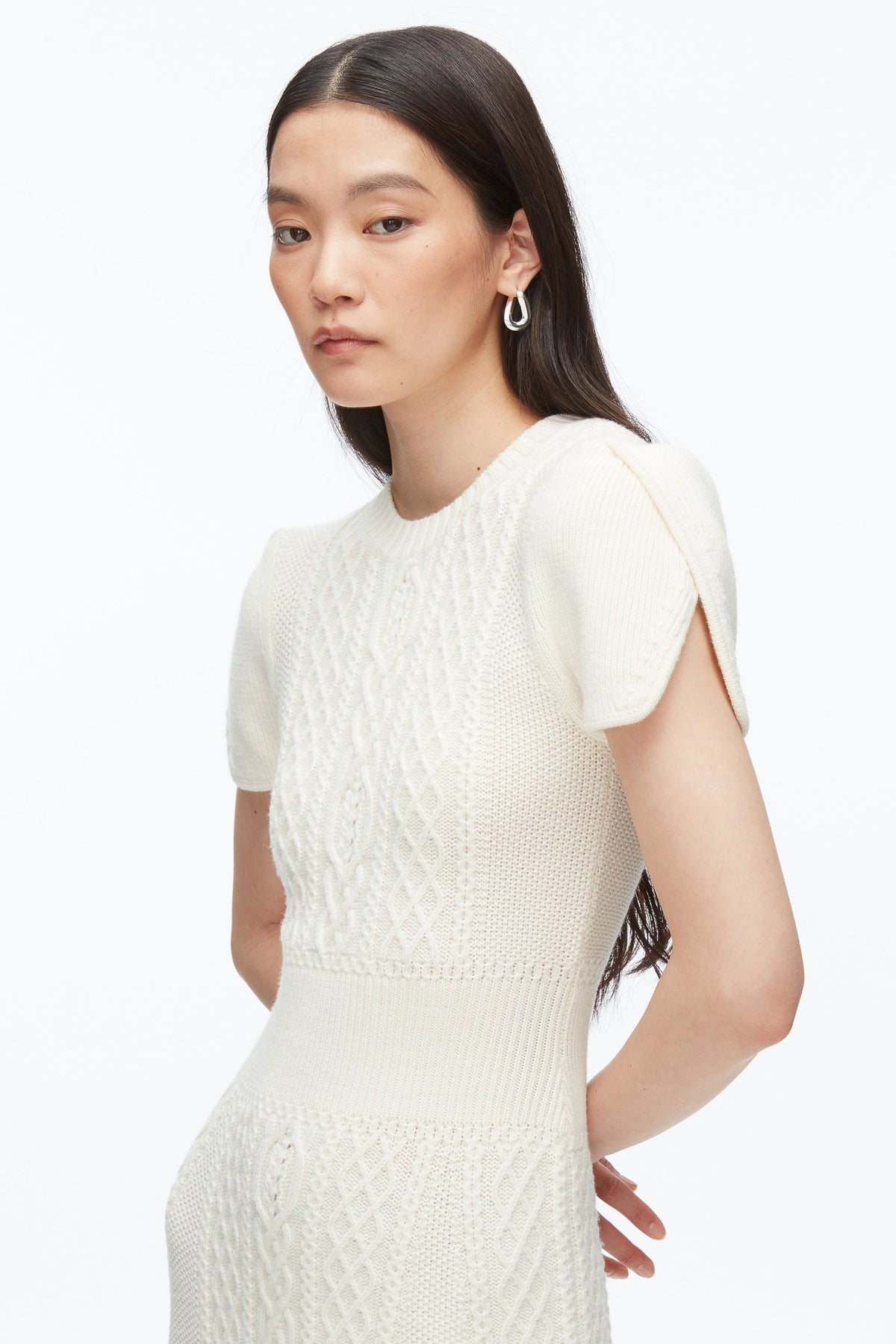 Cable Mix Tulip Dress Ivory