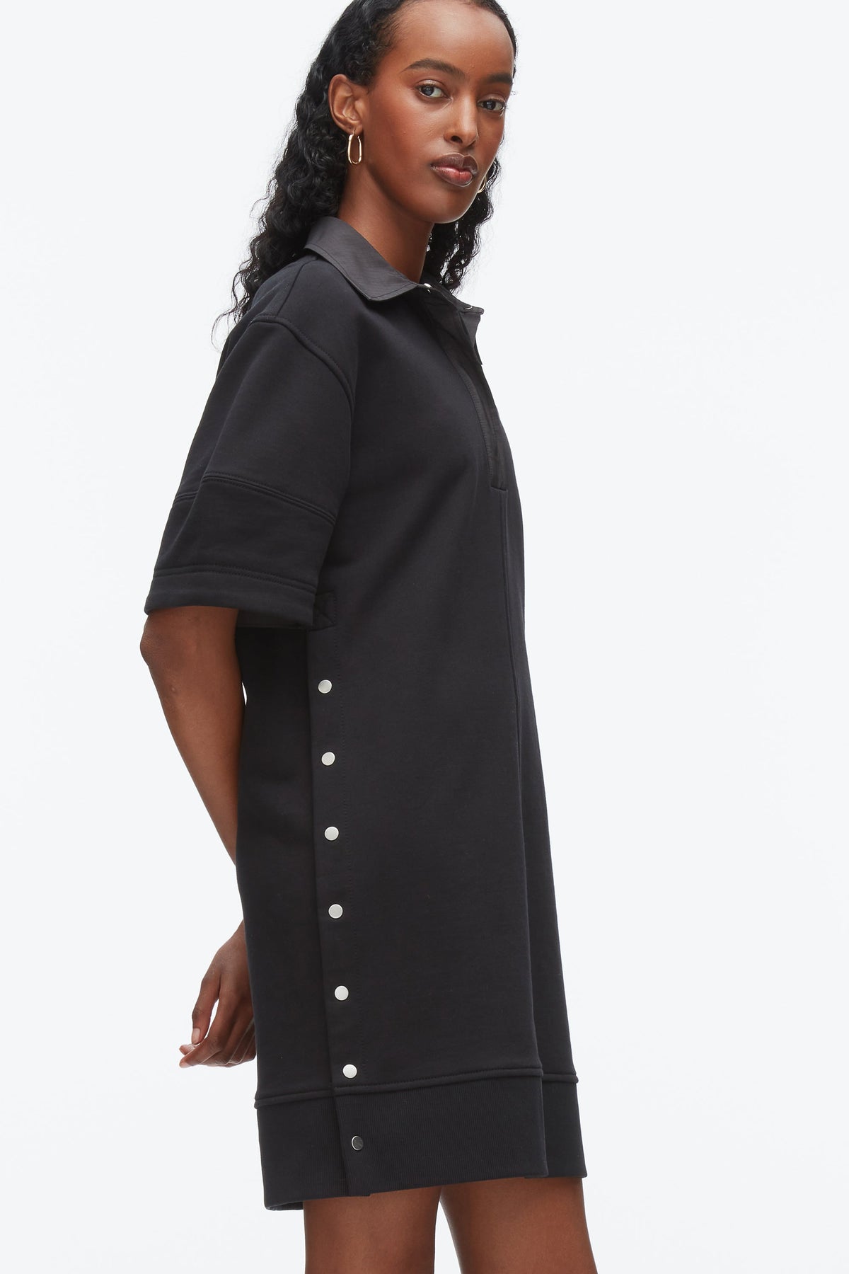 Terry Polo Dress Black-Black