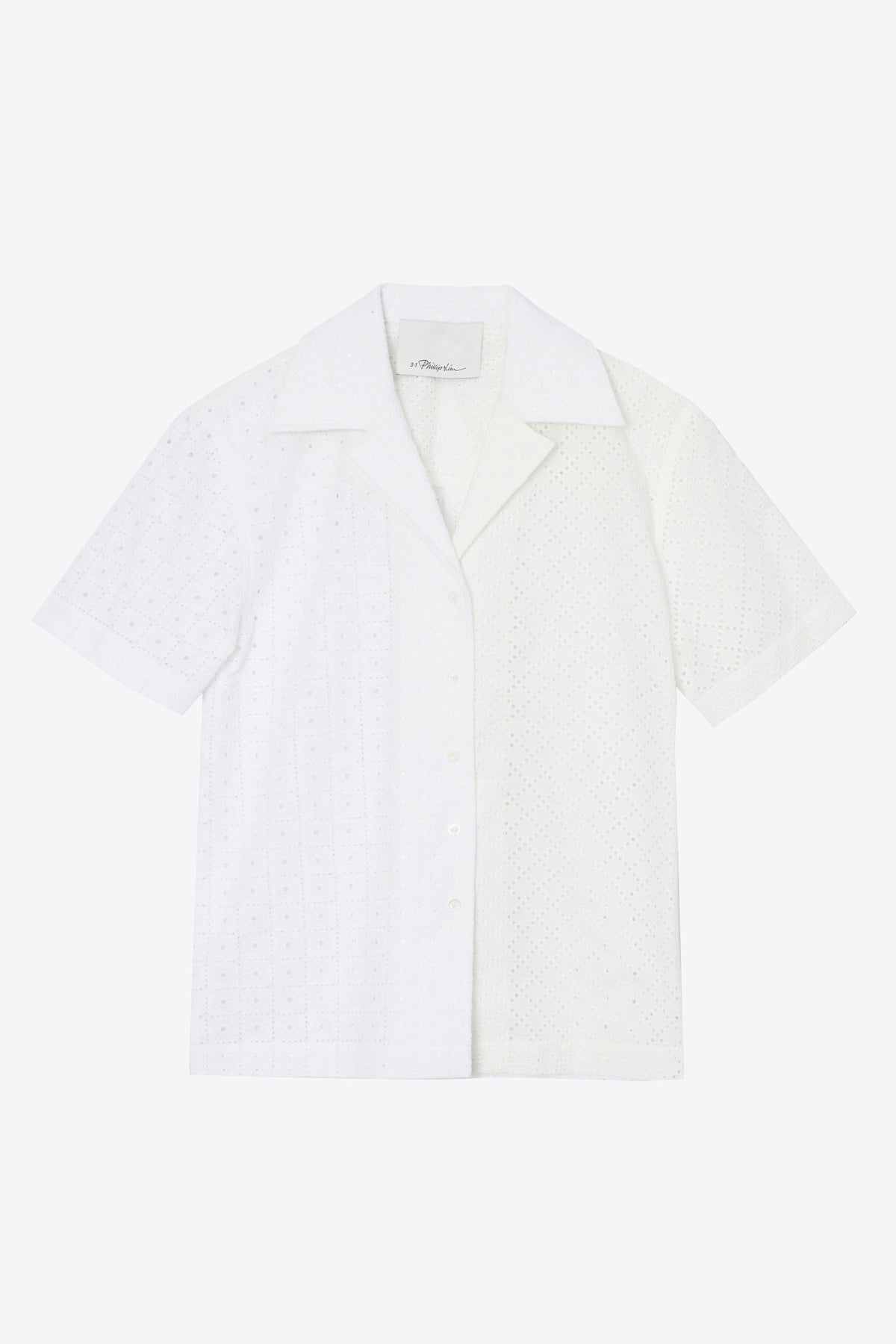 Broderie Anglaise Patchwork Camp Shirt White