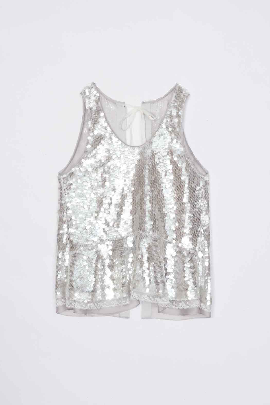 Sequin Tank with Bows Fog