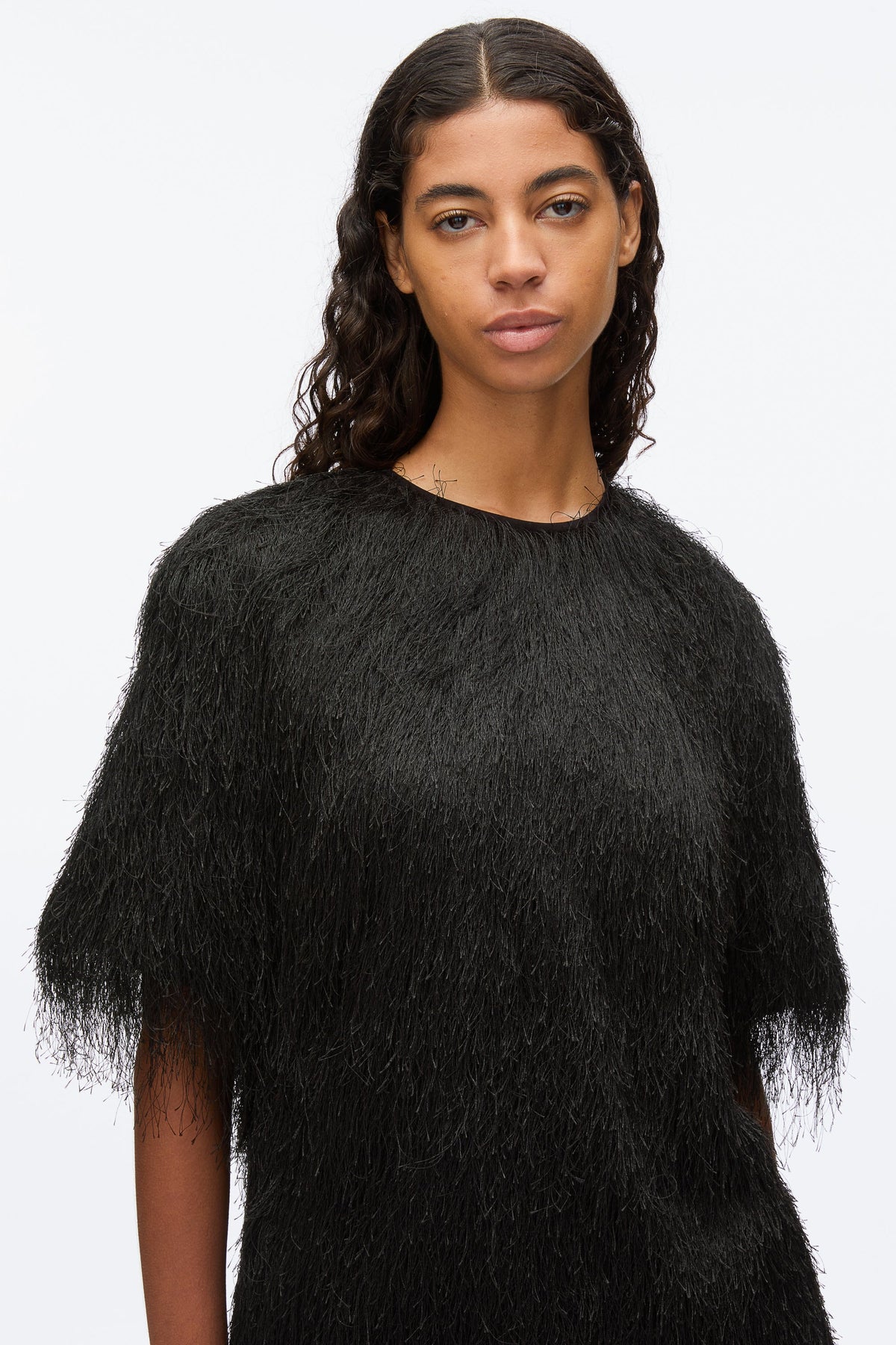 Fringe Boxy Tee Black