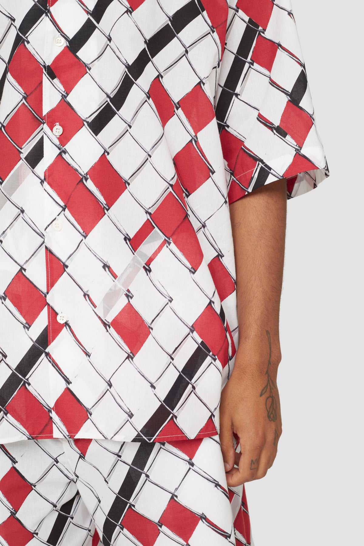 Short Sleeve Shirt Red-Wht Multi