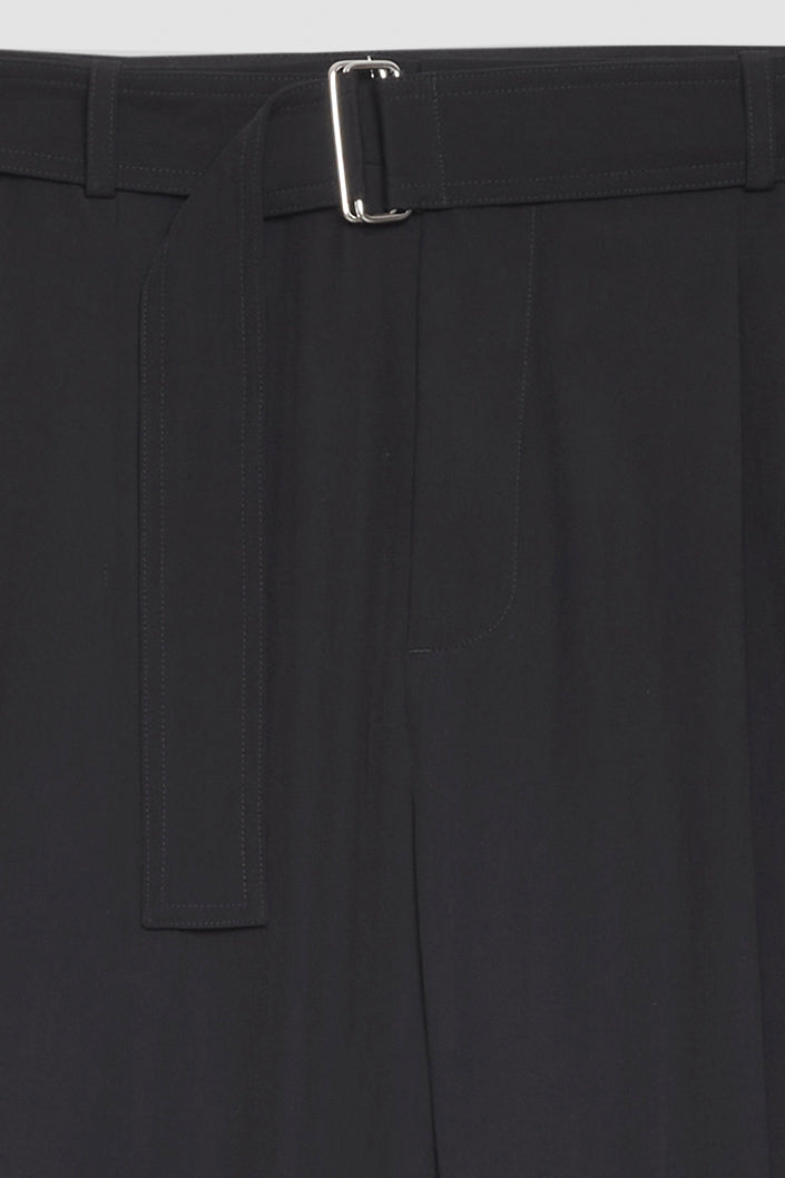 Belted Drop-Crotch Trousers Black
