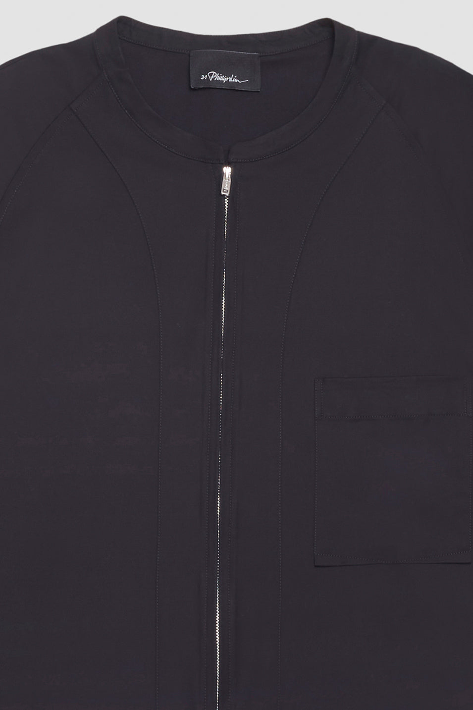 Short Sleeve Zip-Front Baseball Shirt Black