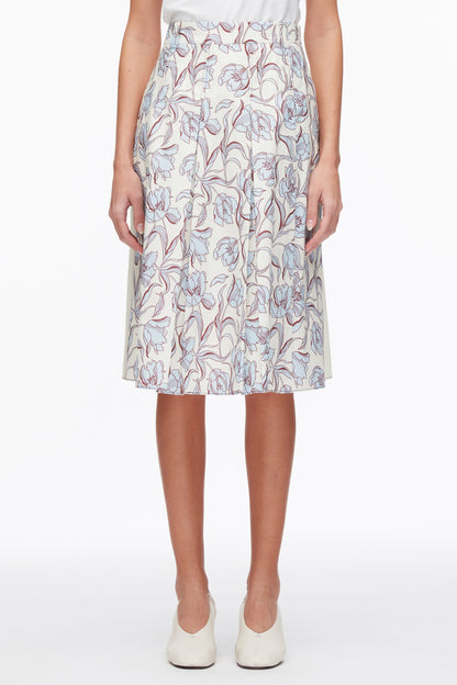 Two-Toned Pleated Knee-Length Skirt Sky Blue Multi