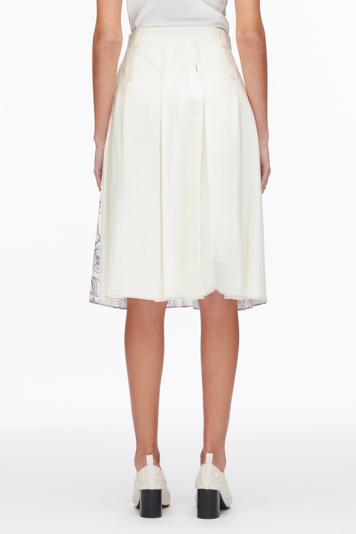 Two-Toned Pleated Knee-Length Skirt Sky Blue Multi