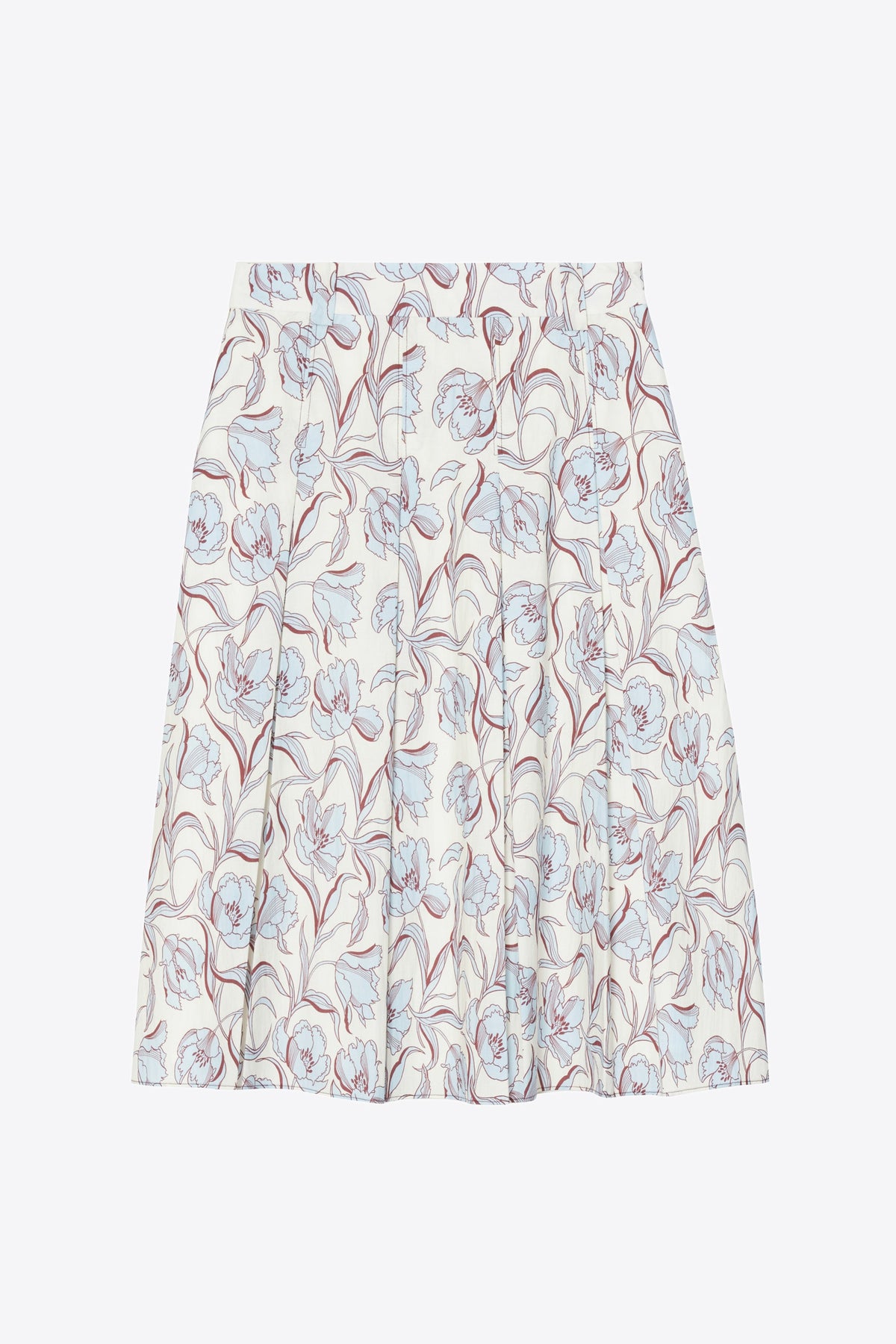 Two-Toned Pleated Knee-Length Skirt Sky Blue Multi