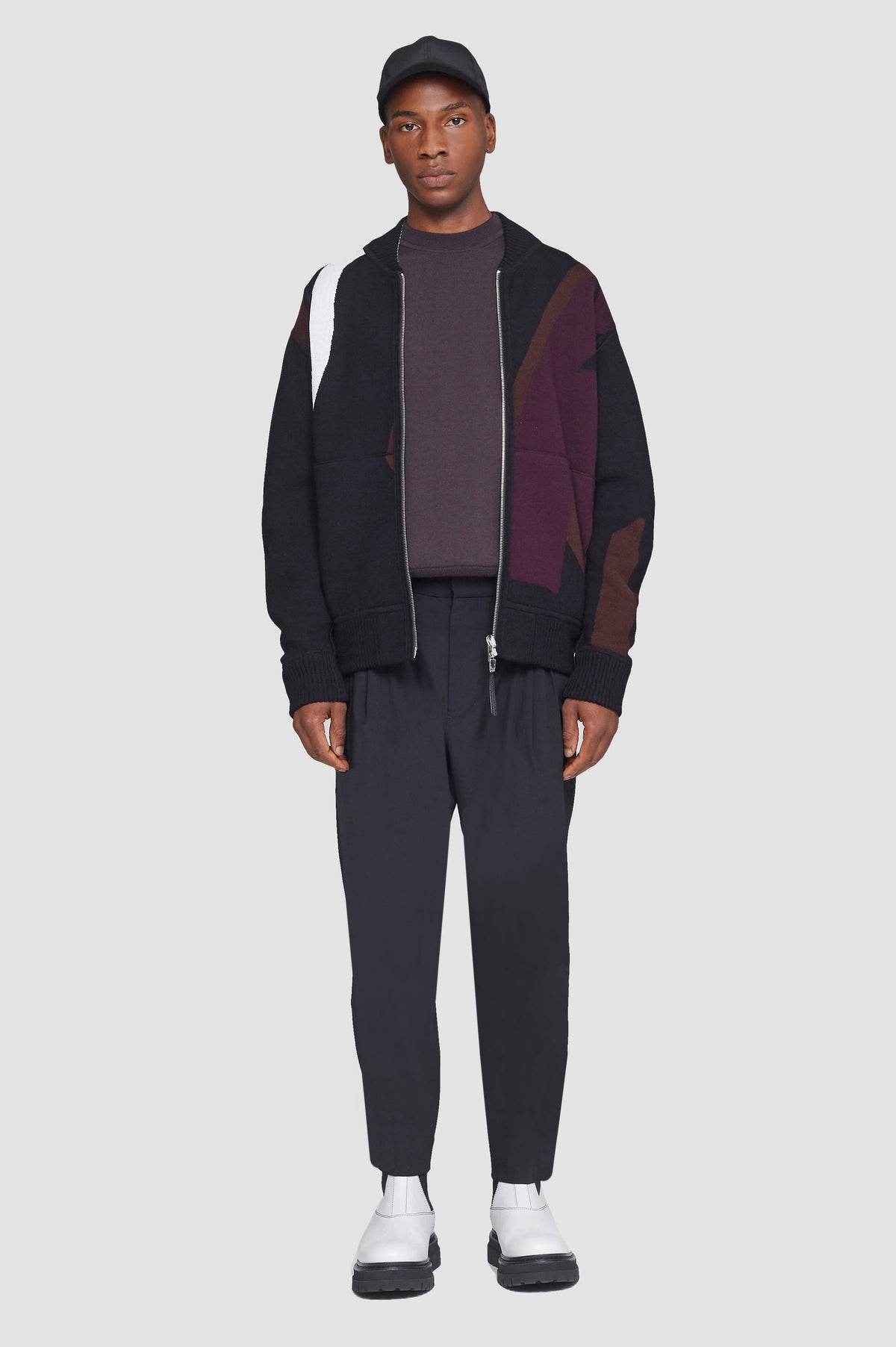 Reversible Knit Varsity Jacket Midnight Multi
