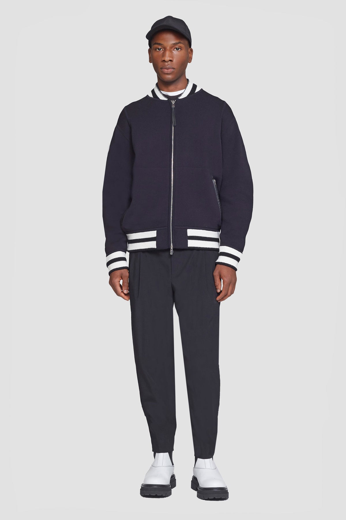 Reversible Knit Varsity Jacket Midnight Multi