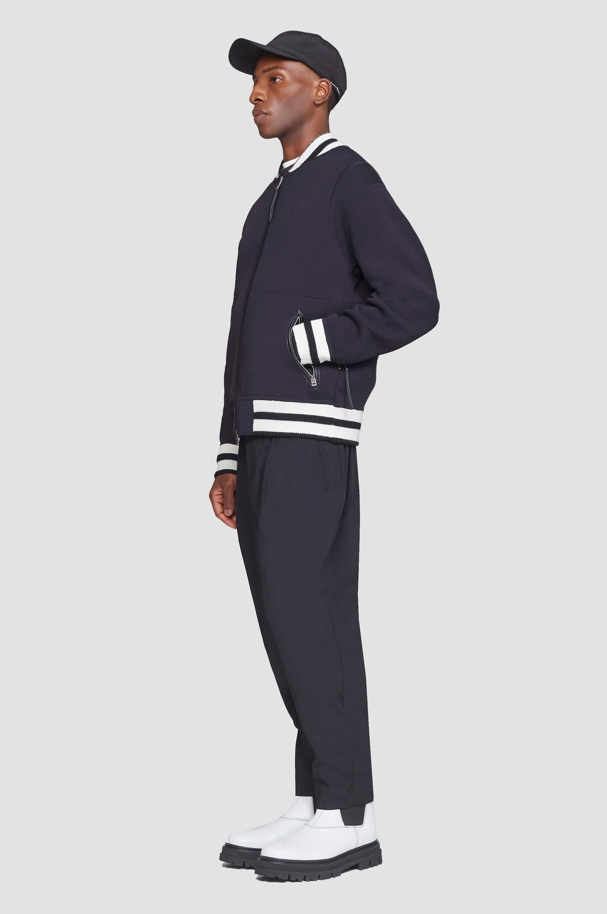 Reversible Knit Varsity Jacket Midnight Multi