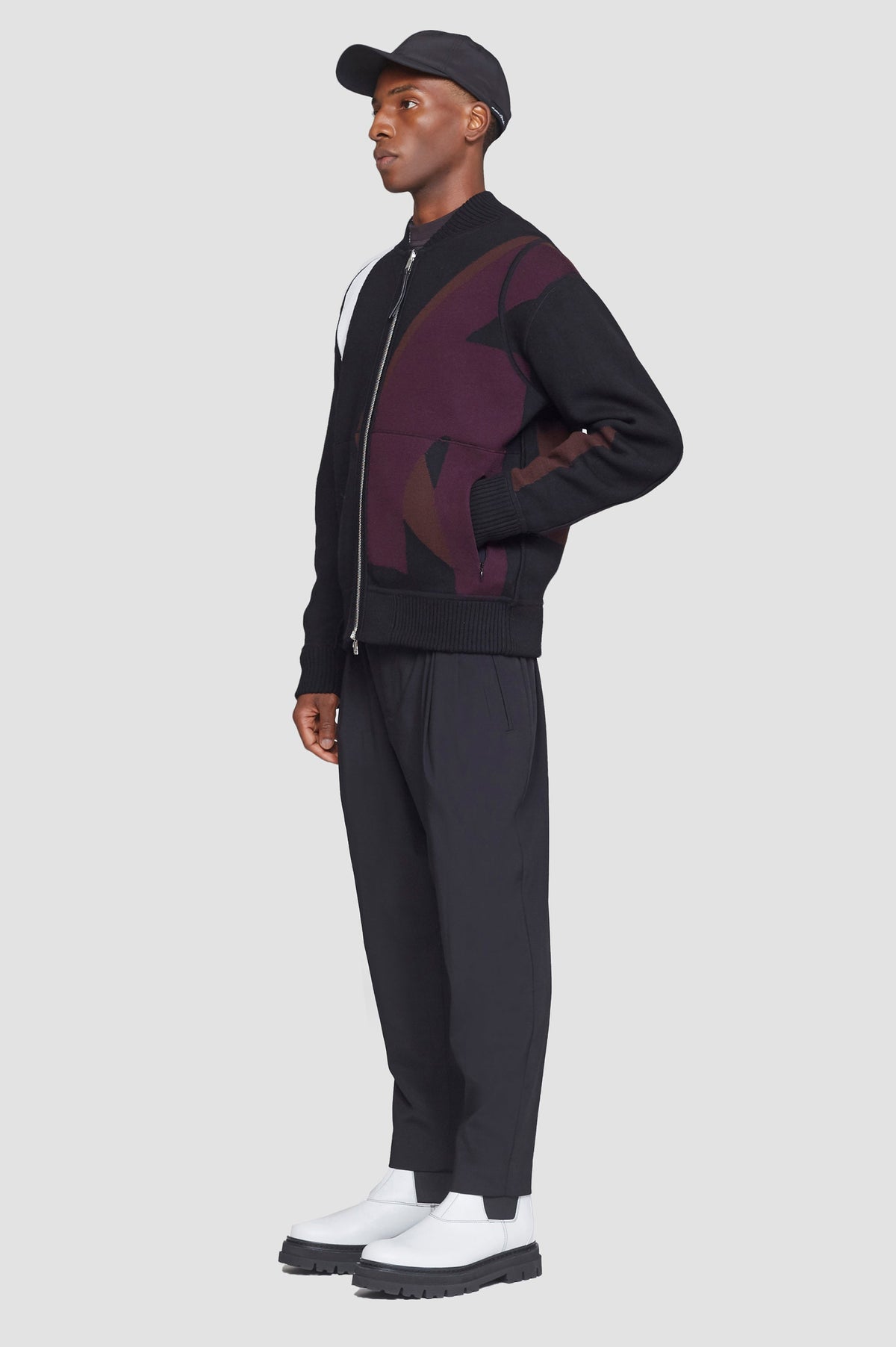 Reversible Knit Varsity Jacket Midnight Multi