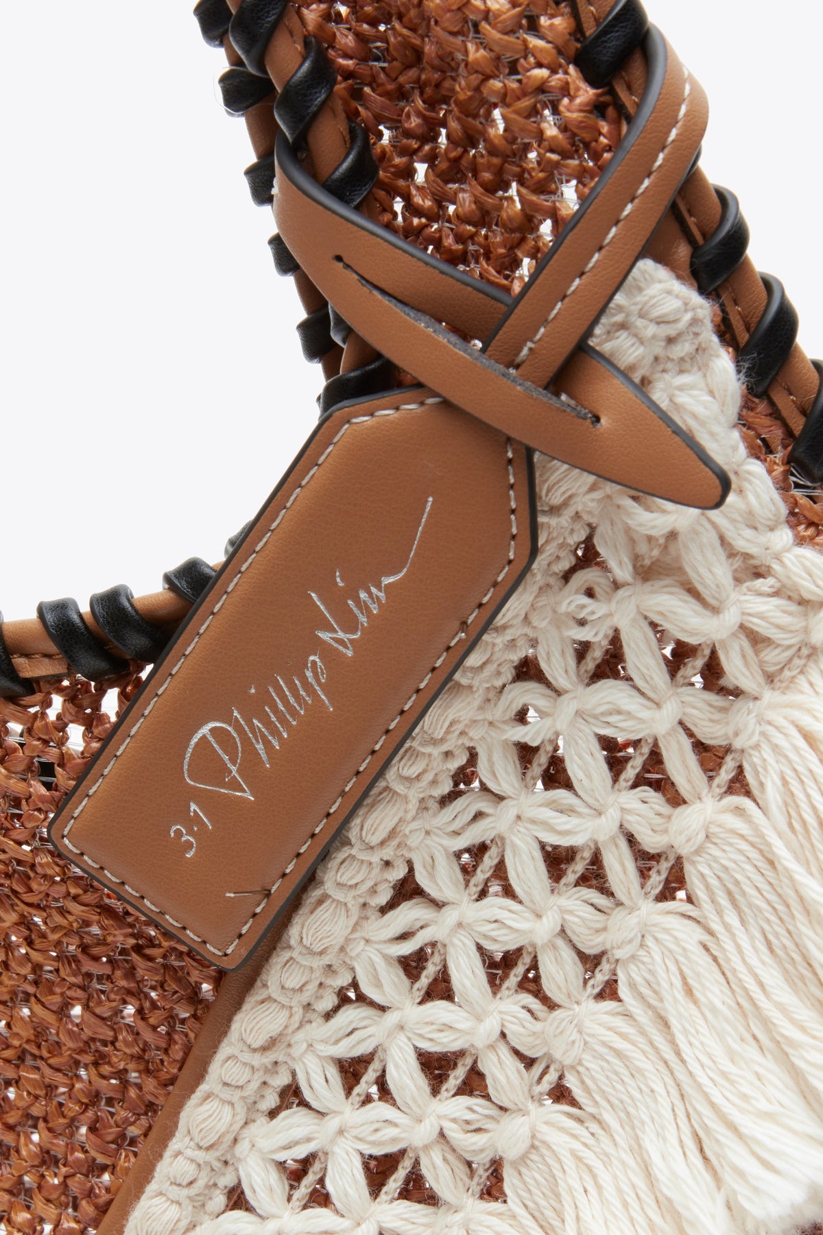 Raffia Fringe Market Tote Brown