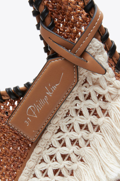 Raffia Fringe Market Tote Brown