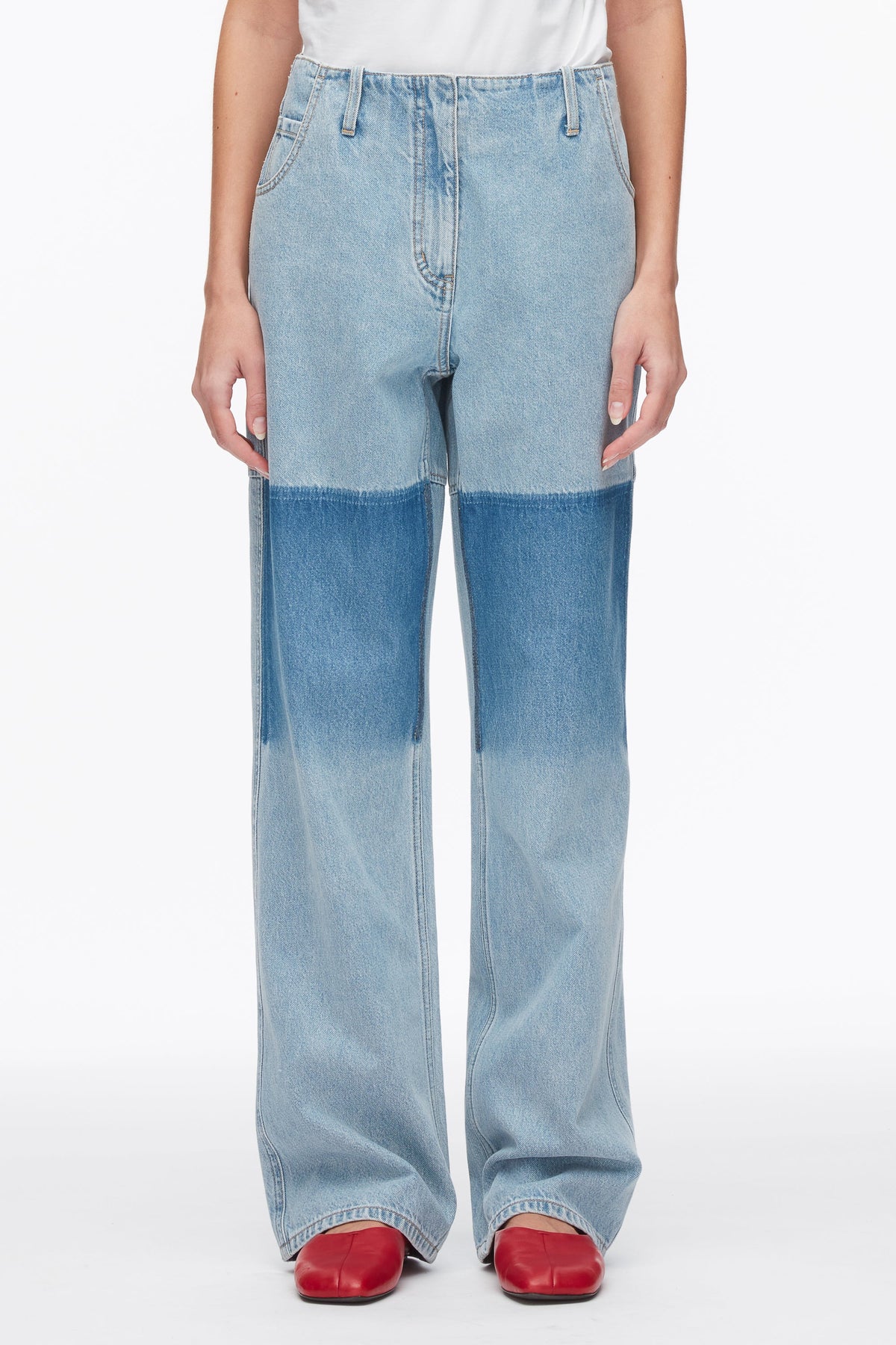 Ghost Patch Straight Leg Denim Pants Light Blue