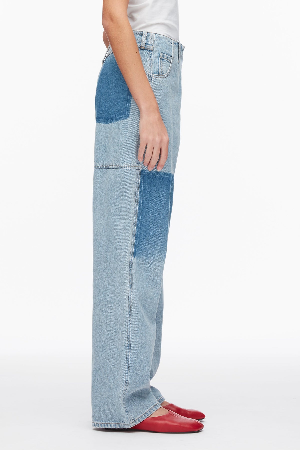 Ghost Patch Straight Leg Denim Pants Light Blue