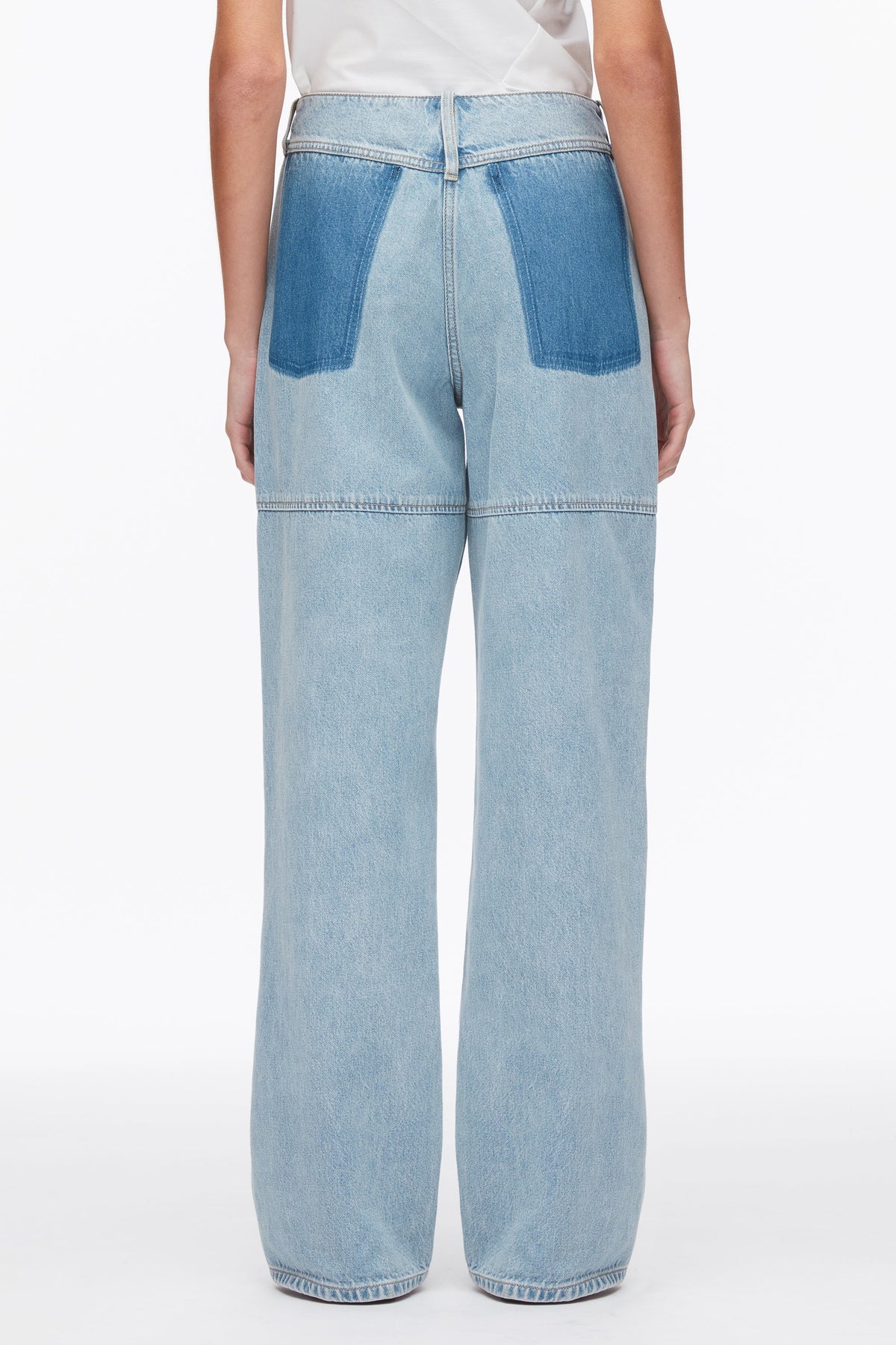 Ghost Patch Straight Leg Denim Pants Light Blue
