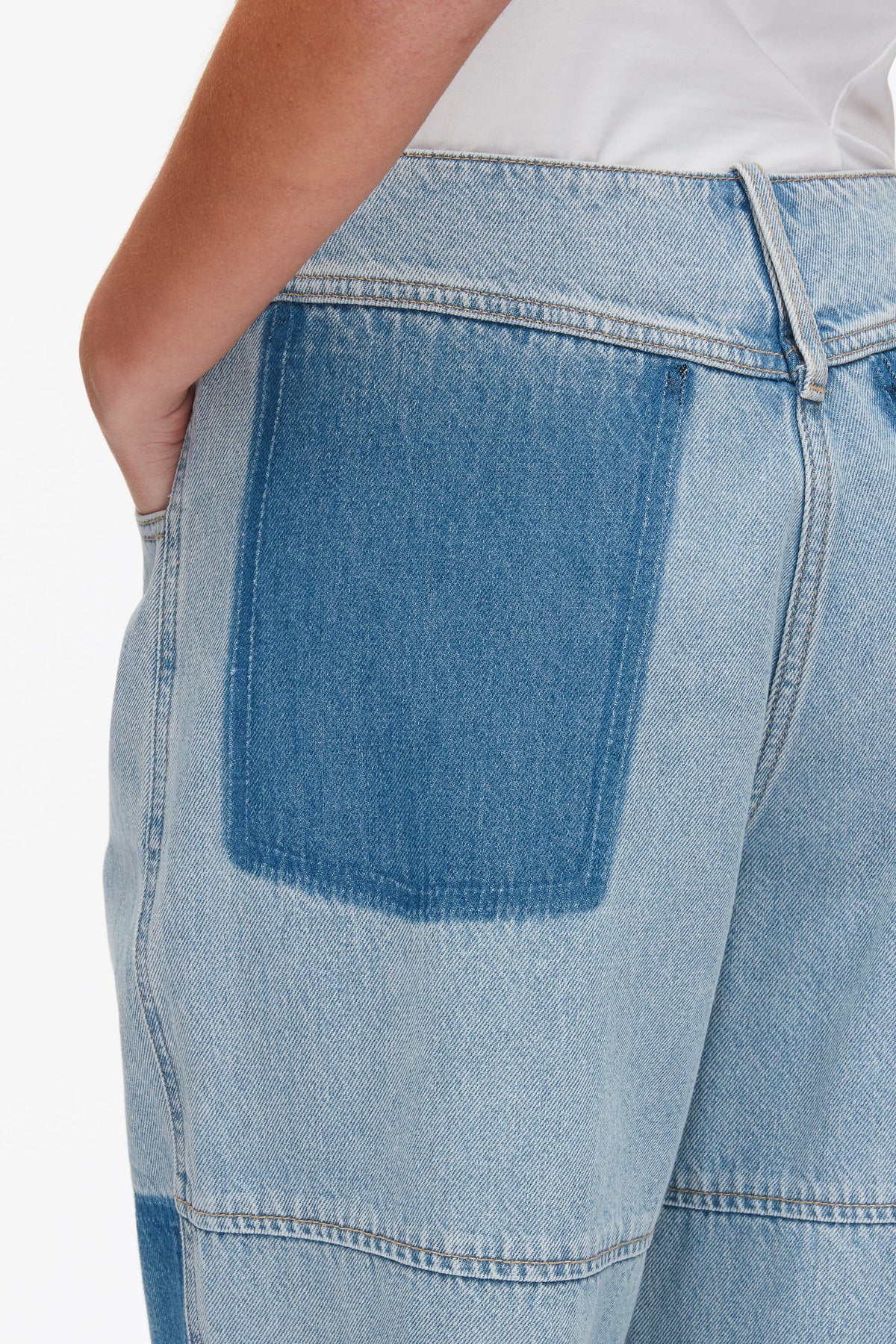 Ghost Patch Straight Leg Denim Pants Light Blue