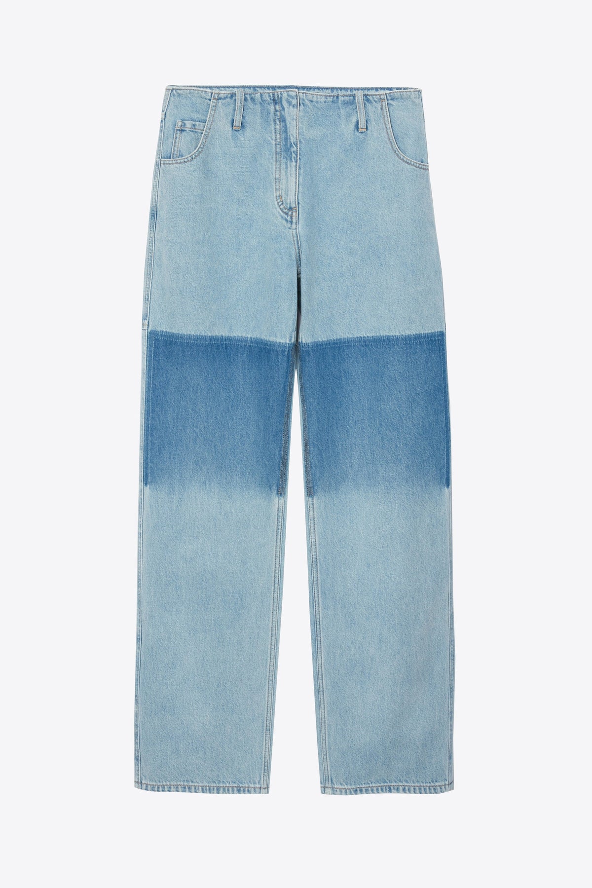 Ghost Patch Straight Leg Denim Pants Light Blue