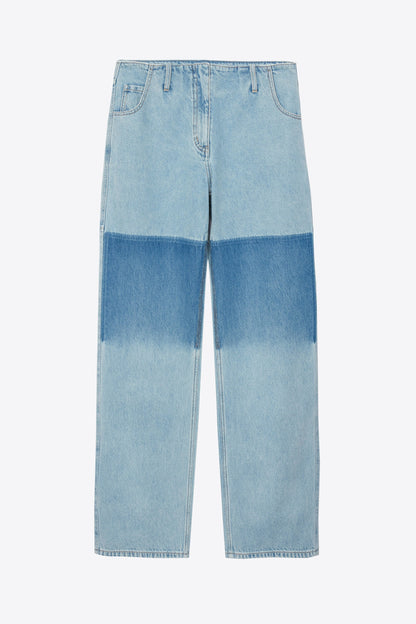 Ghost Patch Straight Leg Denim Pants Light Blue