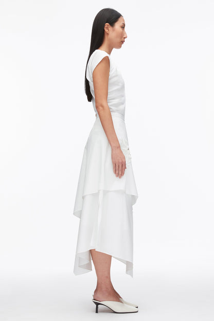Layered Skirt with Floral Appliqué White