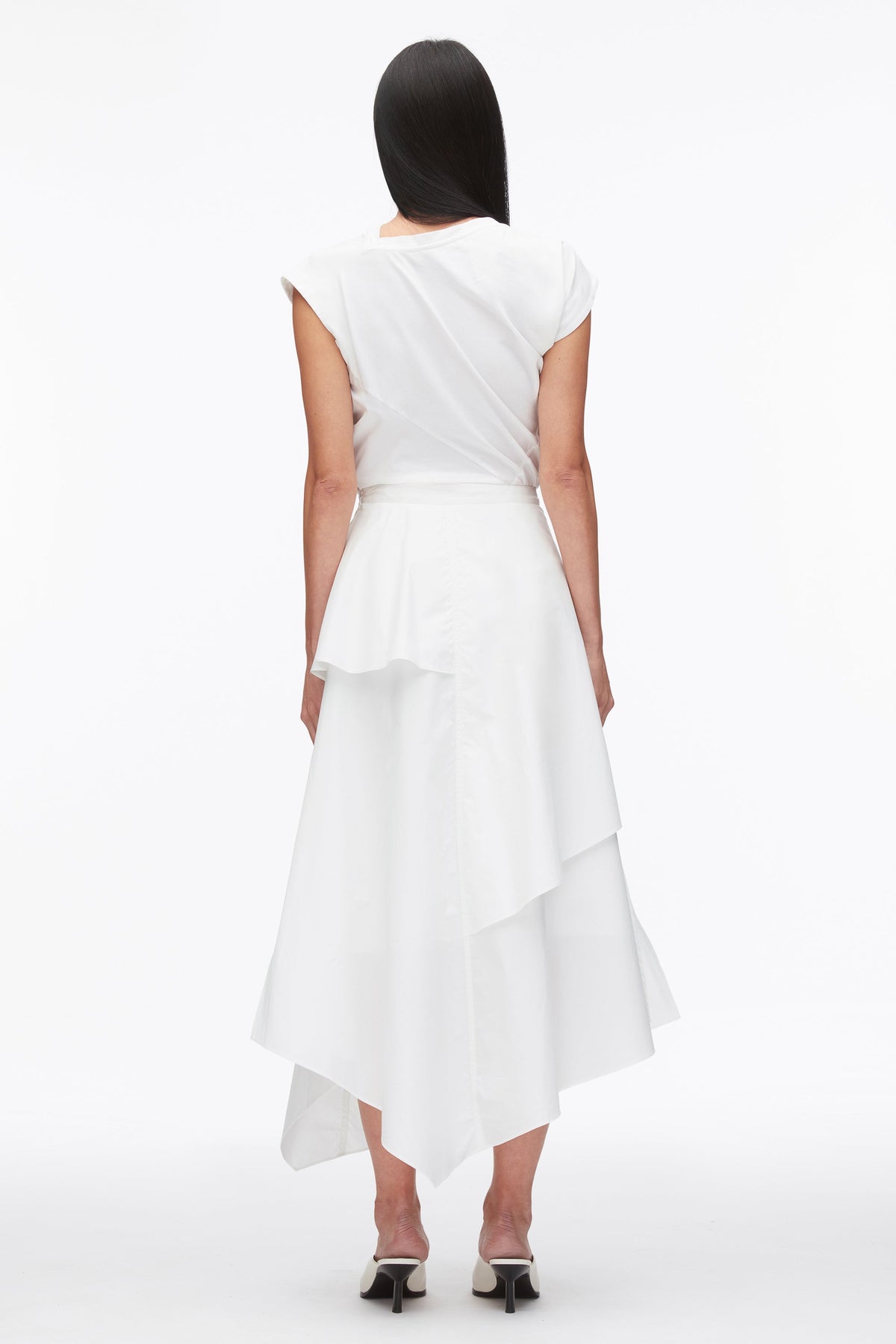 Layered Skirt with Floral Appliqué White