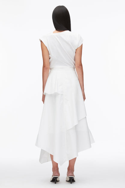 Layered Skirt with Floral Appliqué White