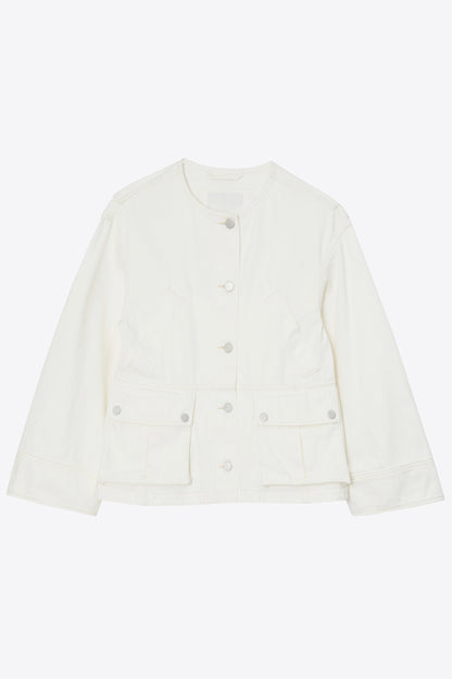 Collarless Trapeze Denim Jacket Tofu