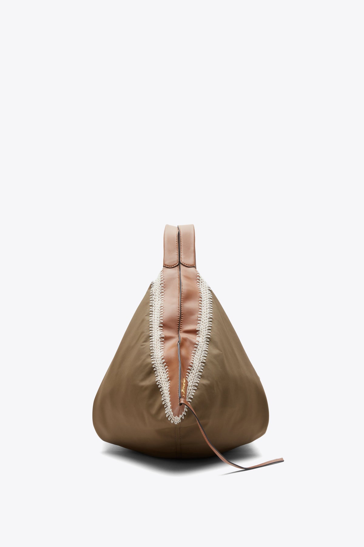 Nylon Luna Large Bag with Contrast Stitch Mushroom