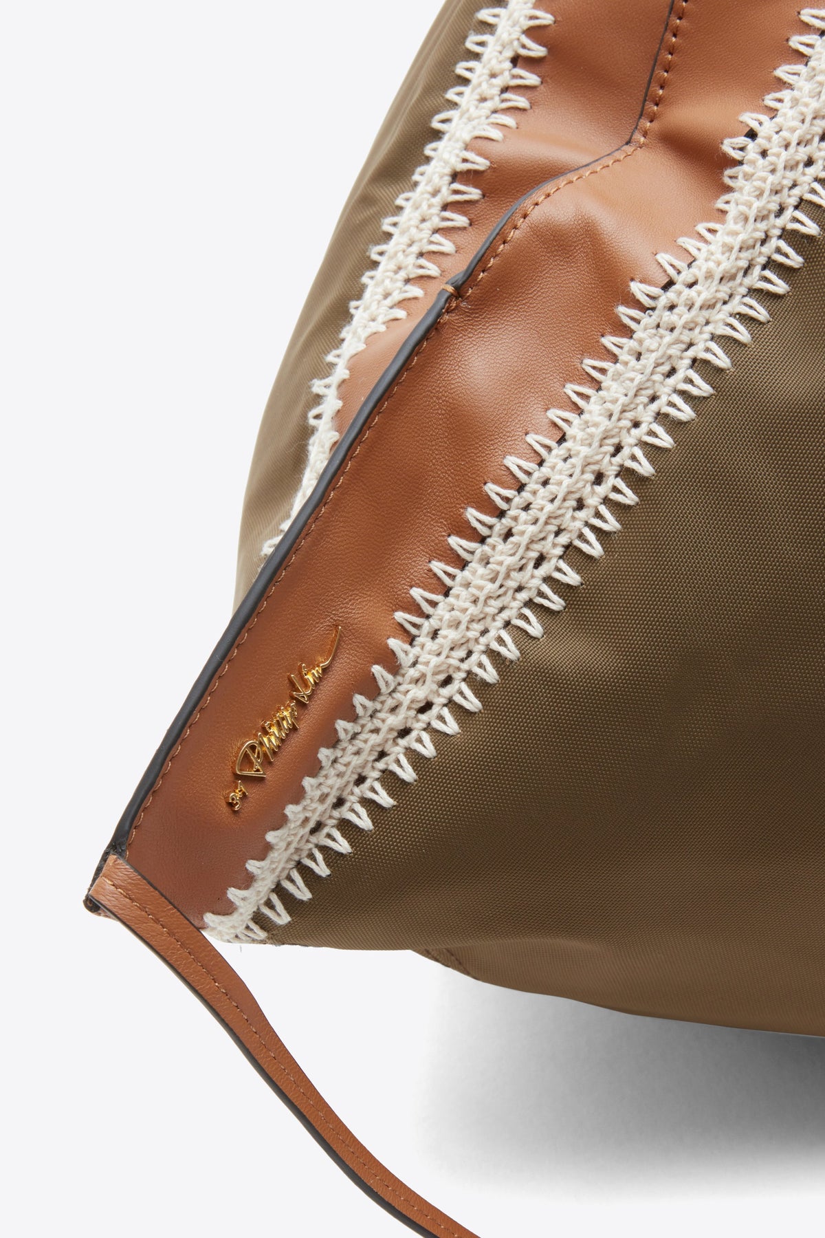 Nylon Luna Large Bag with Contrast Stitch Mushroom