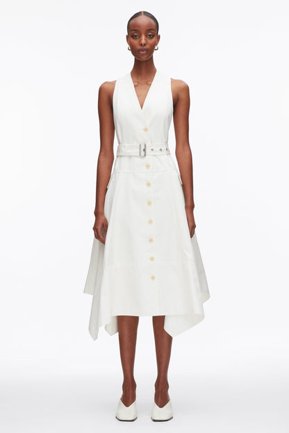 Patchwork Sleeveless Belted Utility Dress Tofu