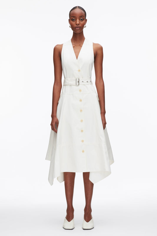 Patchwork Sleeveless Belted Utility Dress Tofu