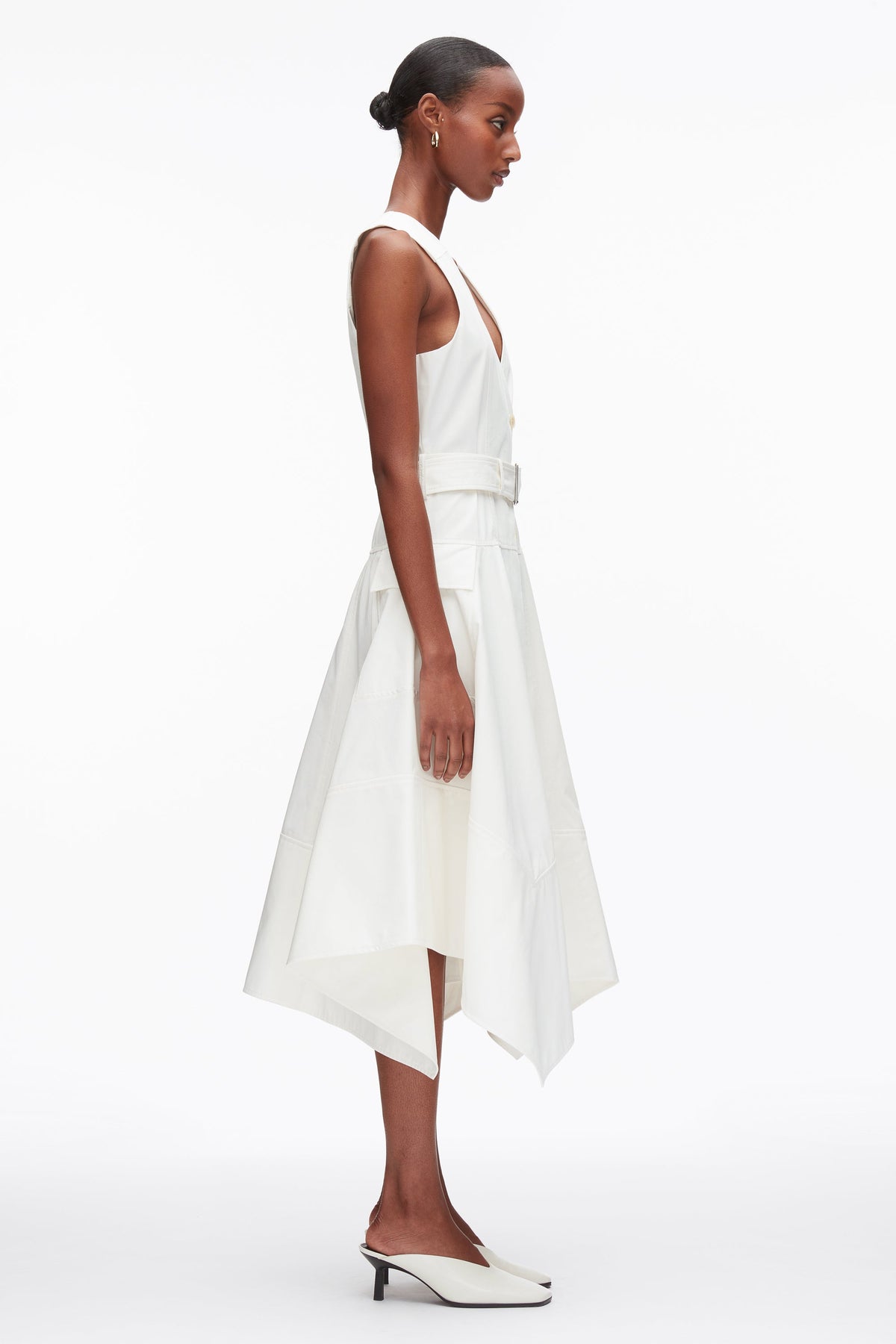 Patchwork Sleeveless Belted Utility Dress Tofu