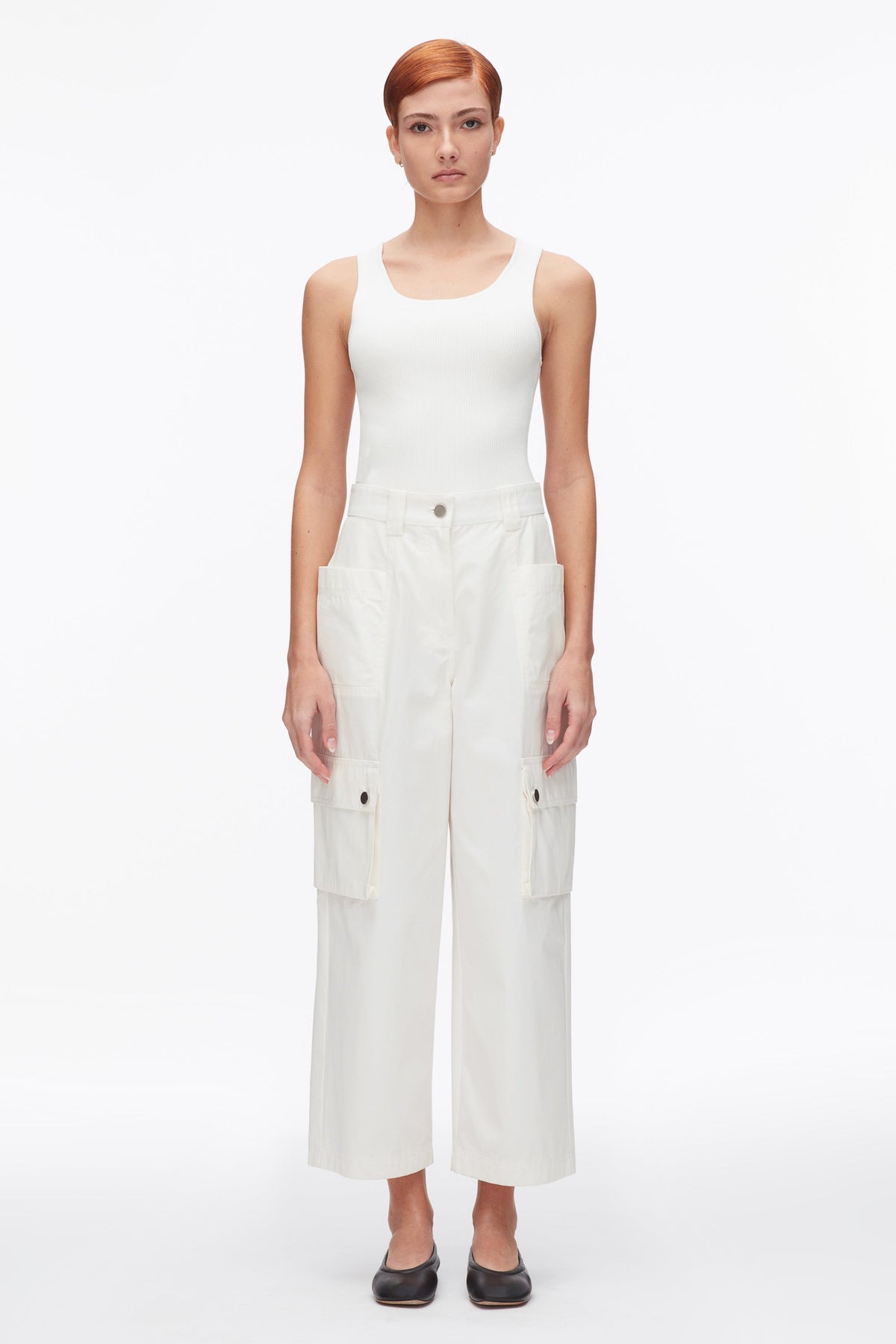 Two-Toned Cropped Cargo Pants Tofu