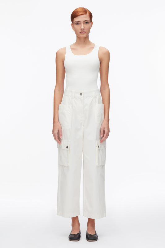 Two-Toned Cropped Cargo Pants Tofu