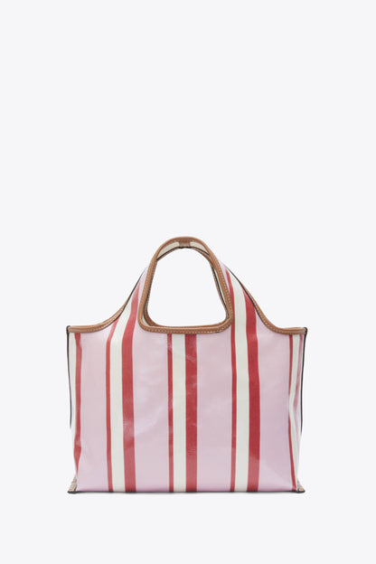 Dual Stripe Mini Market Tote Blue-Pink Multi