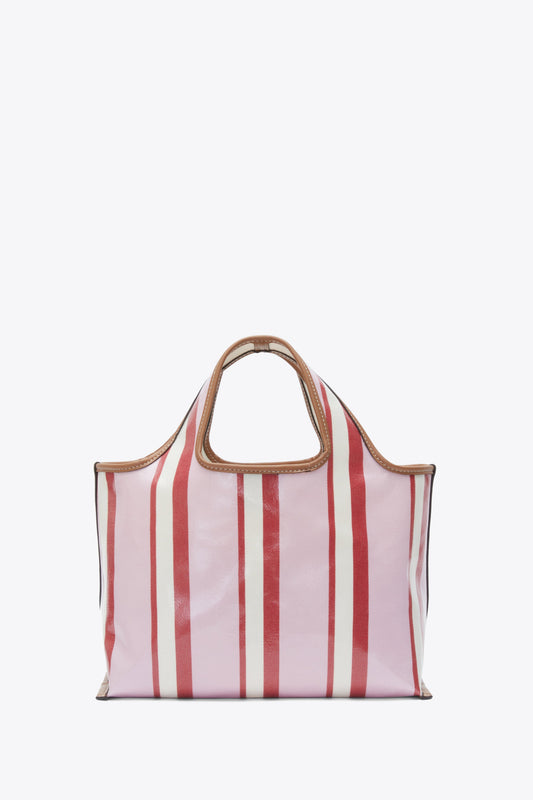 Dual Stripe Mini Market Tote Blue-Pink Multi