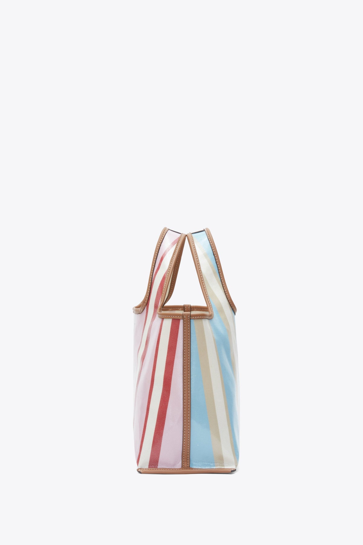 Dual Stripe Mini Market Tote Blue-Pink Multi