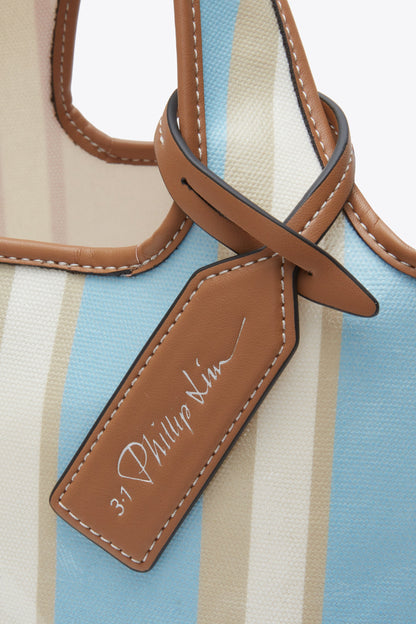 Dual Stripe Mini Market Tote Blue-Pink Multi