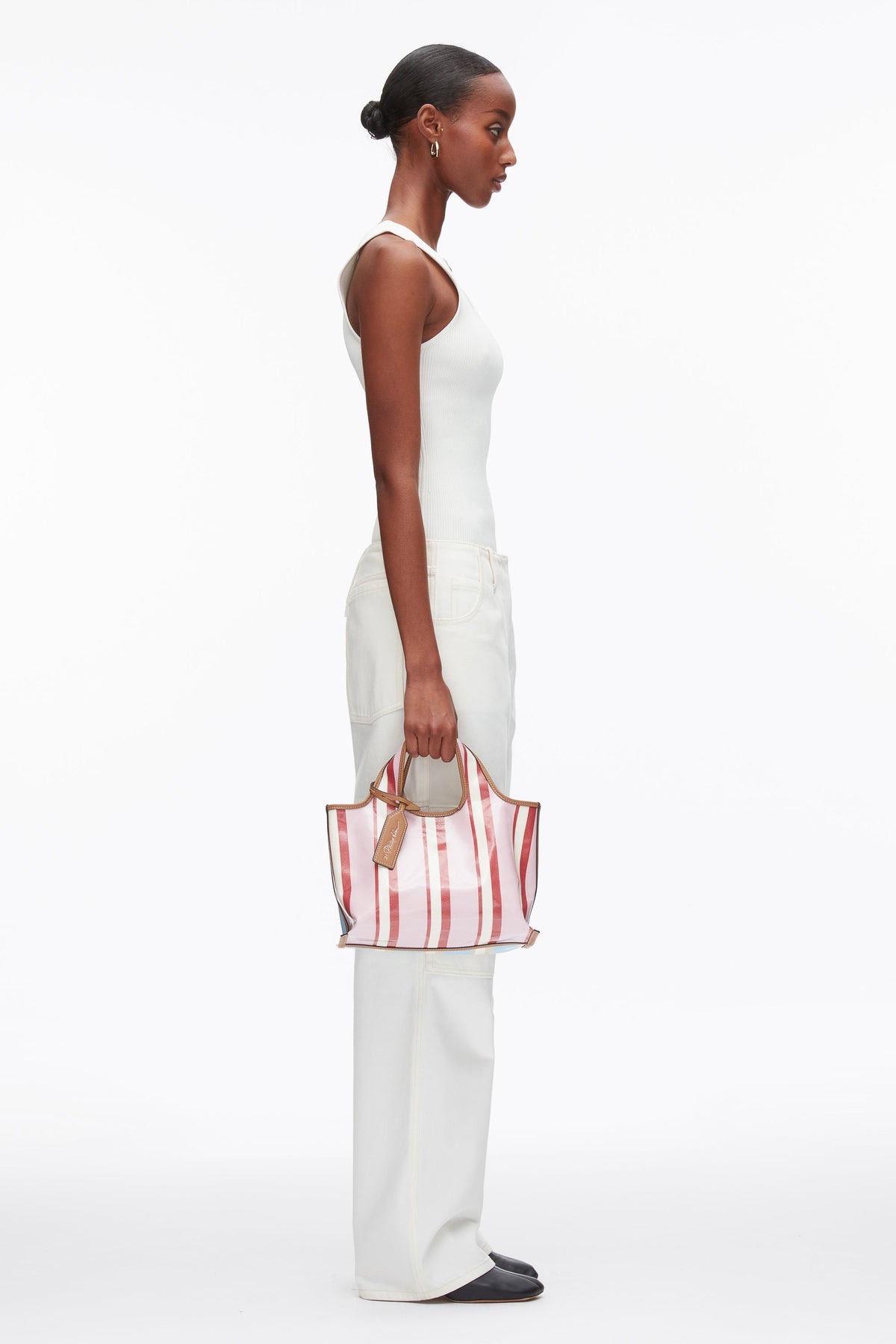 Dual Stripe Mini Market Tote Blue-Pink Multi