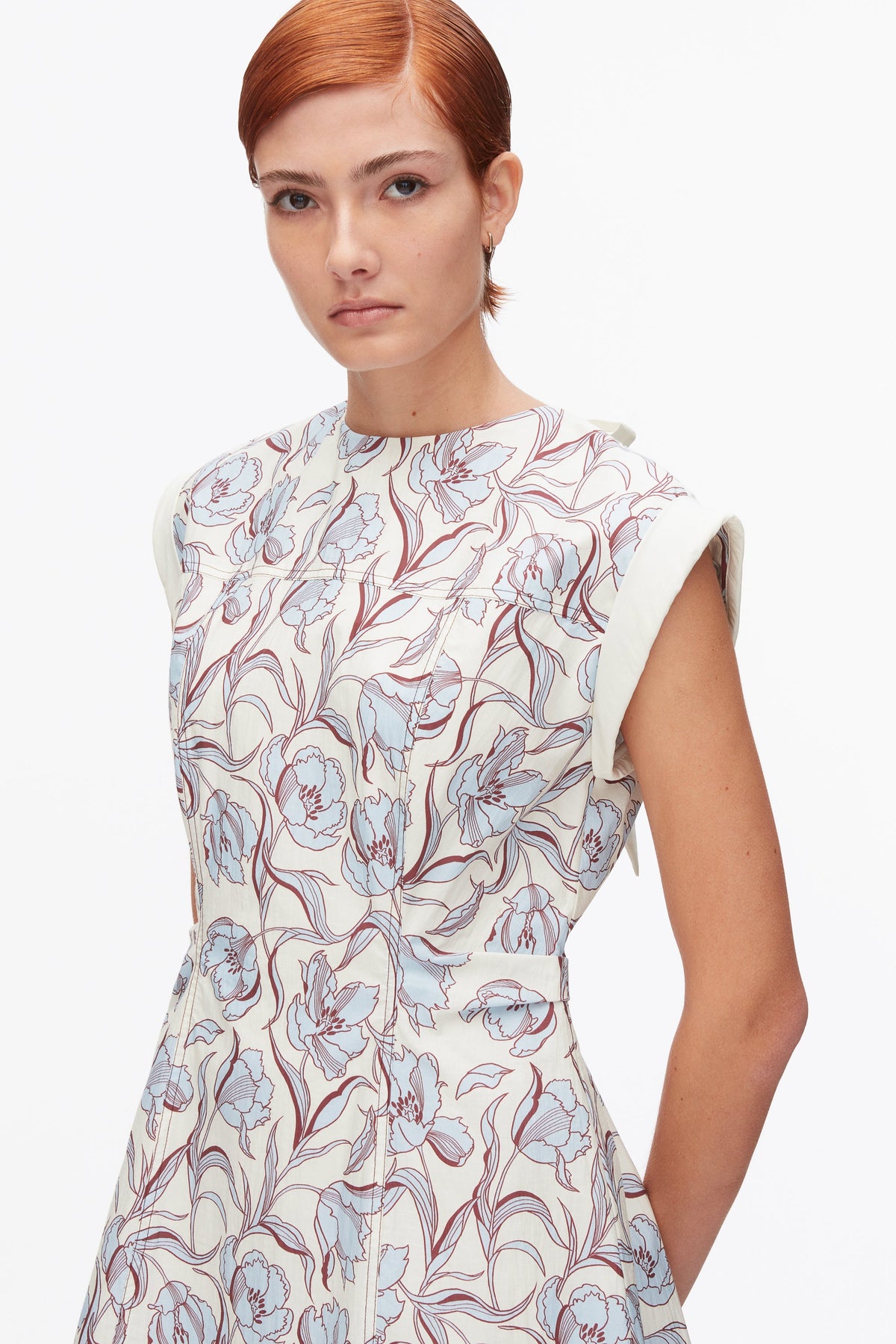 Short Sleeve Floral Mini Dress Sky Blue Multi